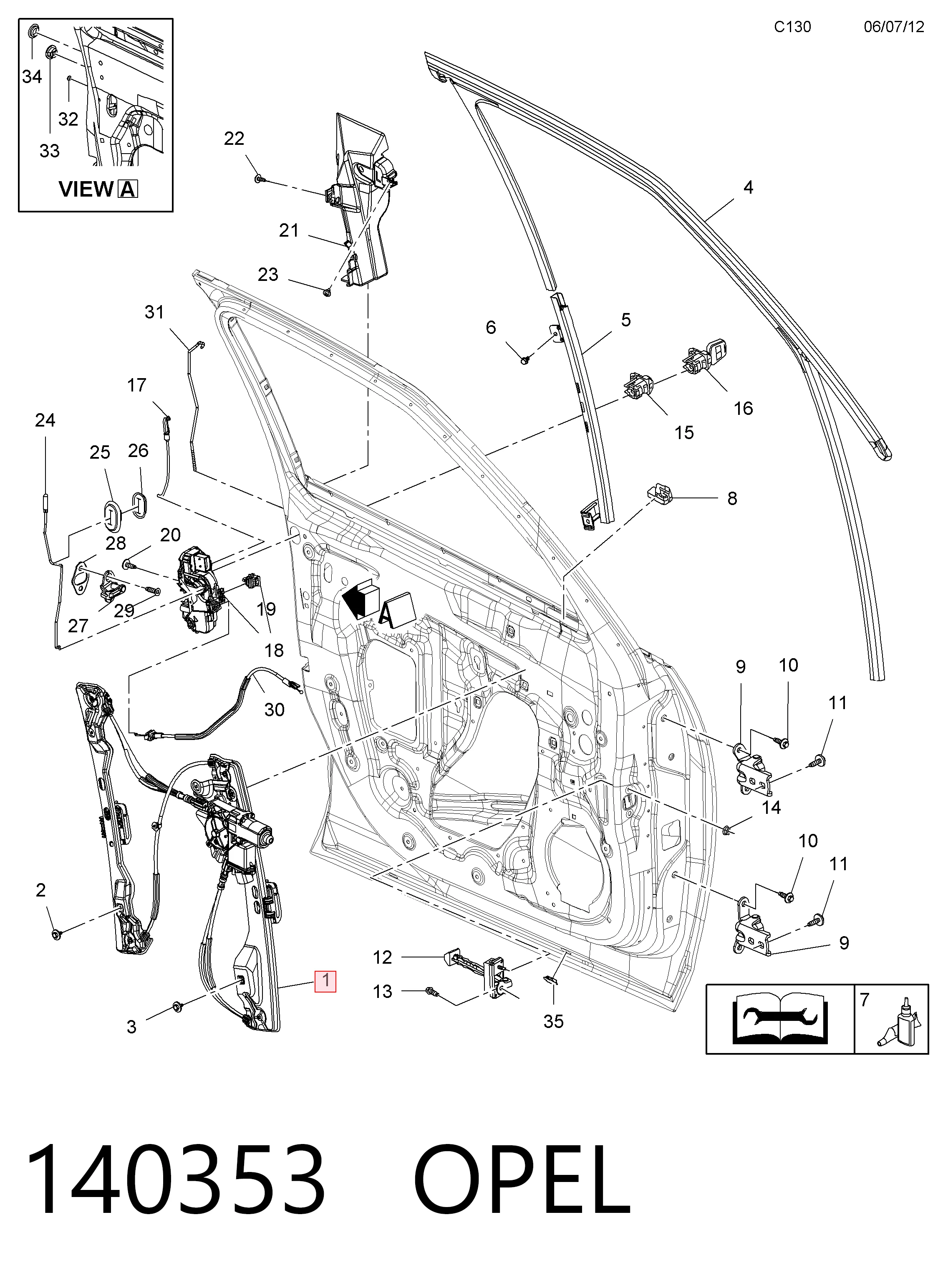 Купити Механізм склопідіймача двері передньої, правої Opel Zafira C P12