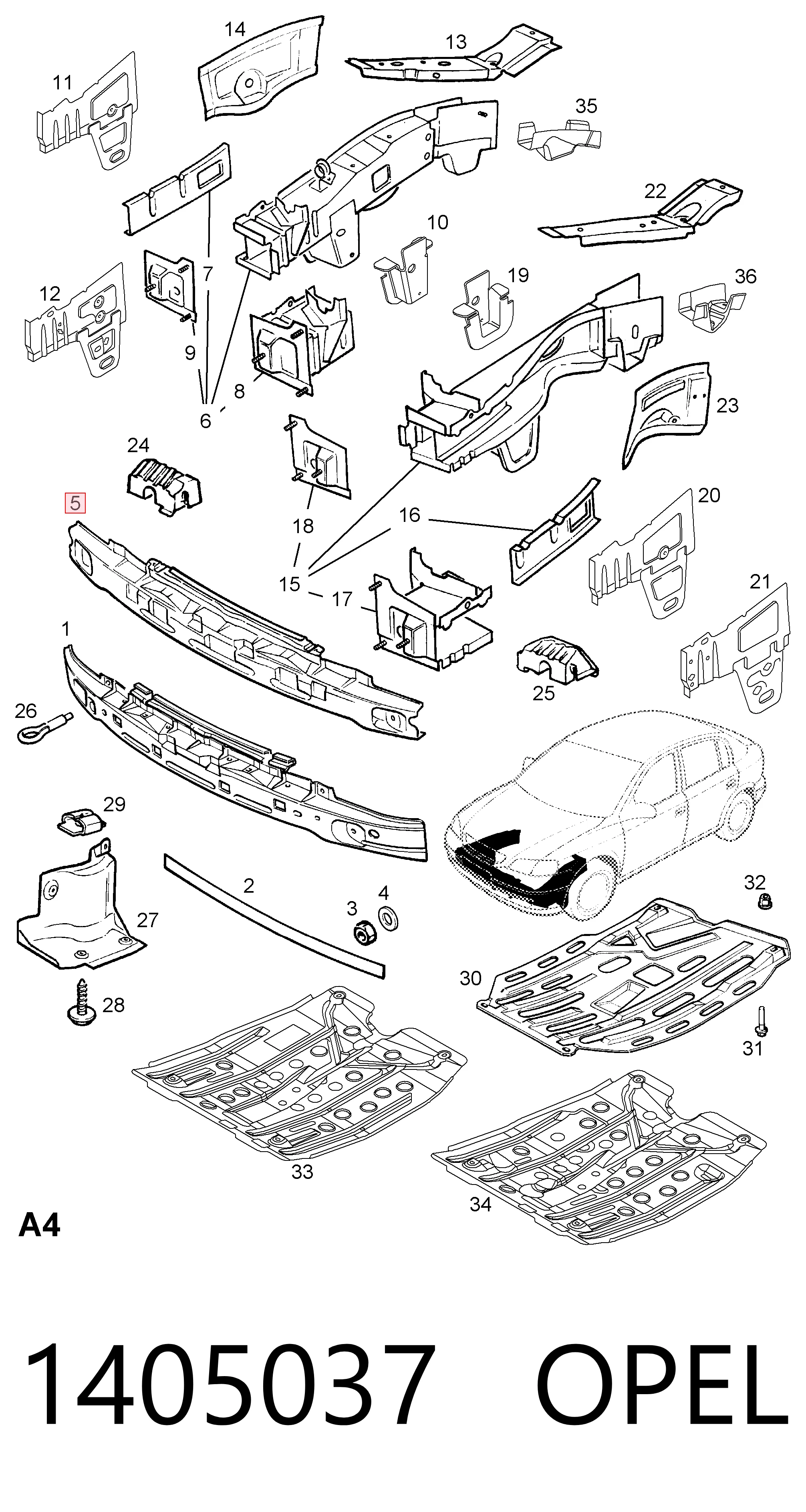 Підсилювач бампера переднього Starline KH5062940