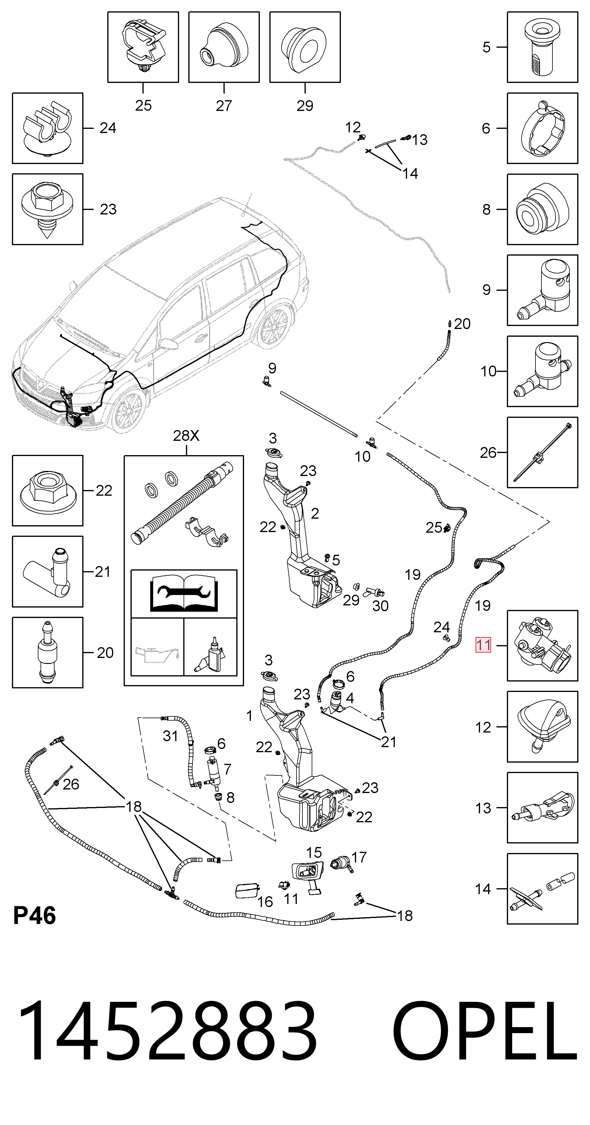 1452883 General Motors Сопло омивача фари передньої, лівої
