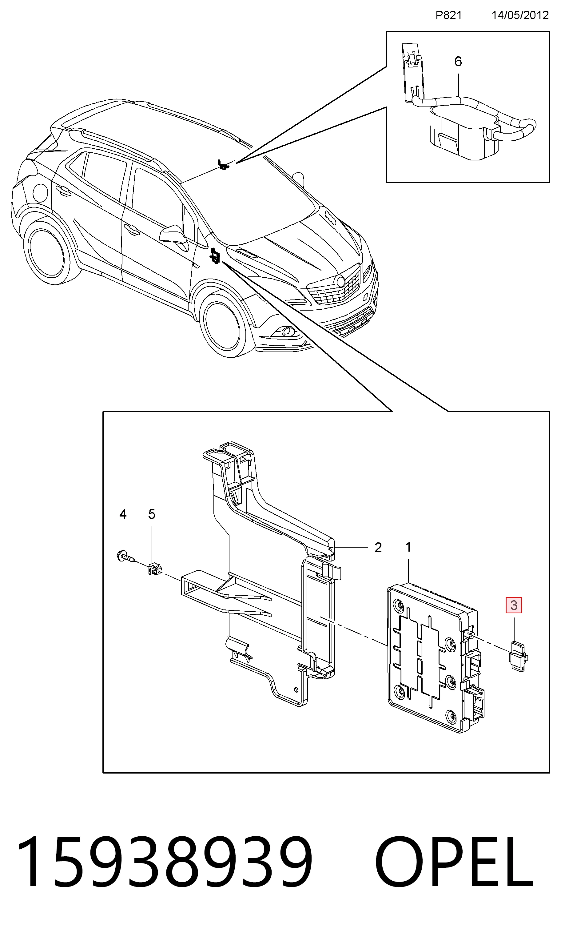 Антена на дах на Opel Mokka I J13