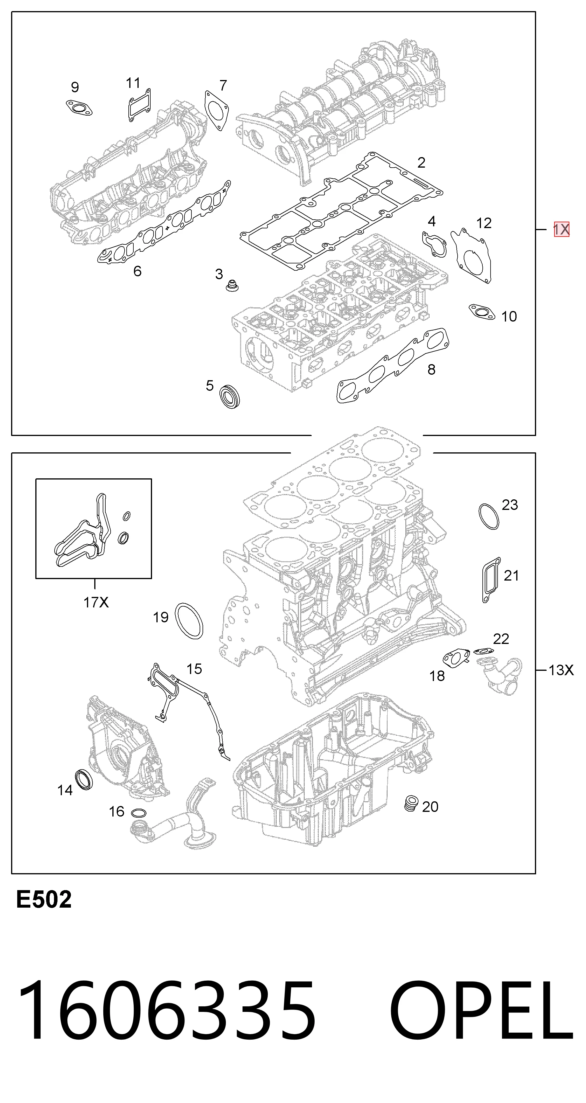 93186198 Peugeot/Citroen Комплект прокладок двигуна, верхній
