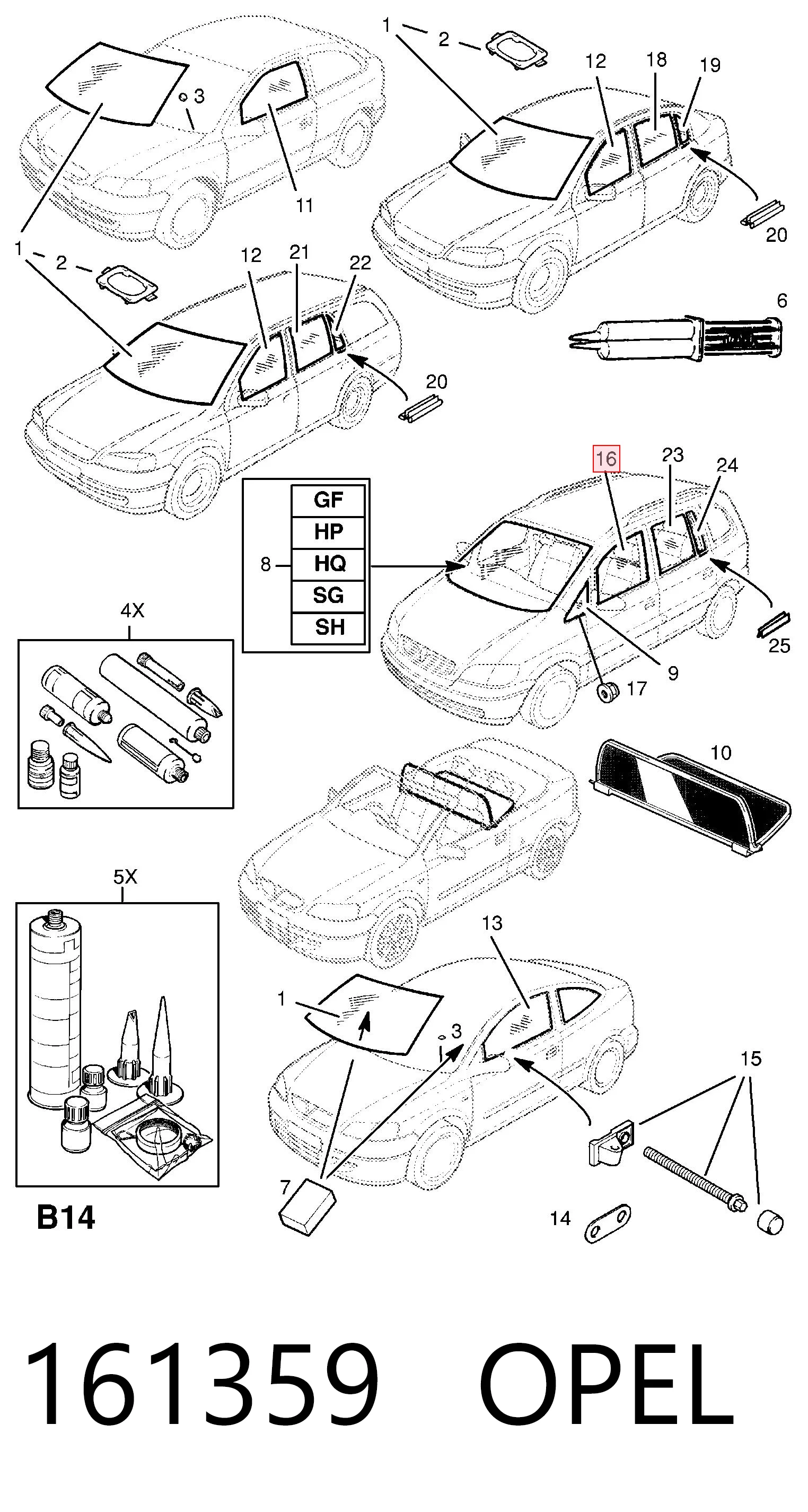 90579659 General Motors Скло передніх дверей, лівих