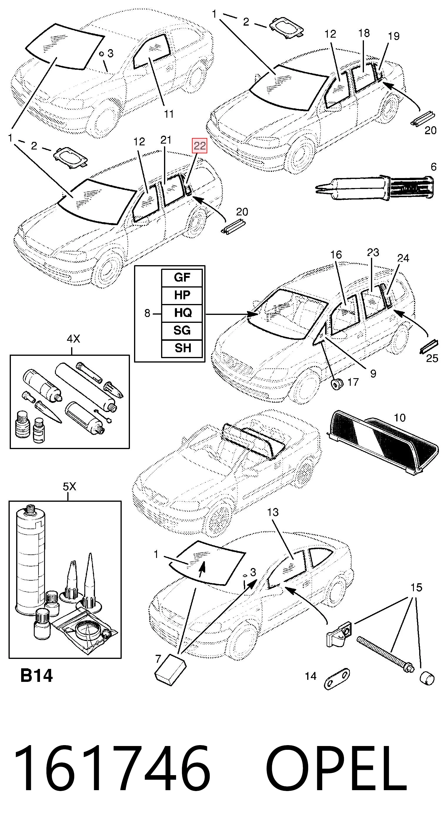90521840 General Motors Скло кутове дверей задніх