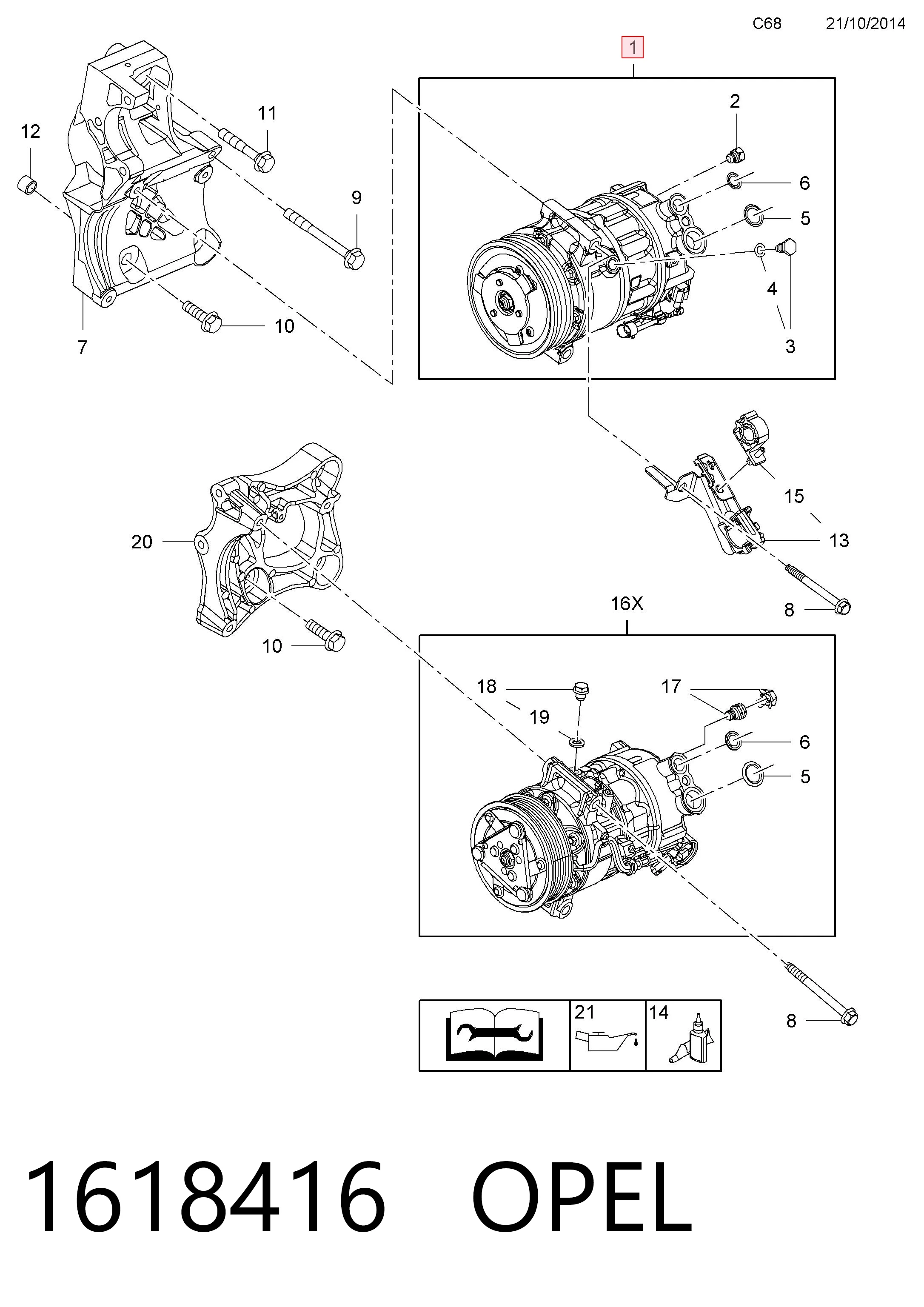 1618416 Opel Компресор холодоагенту