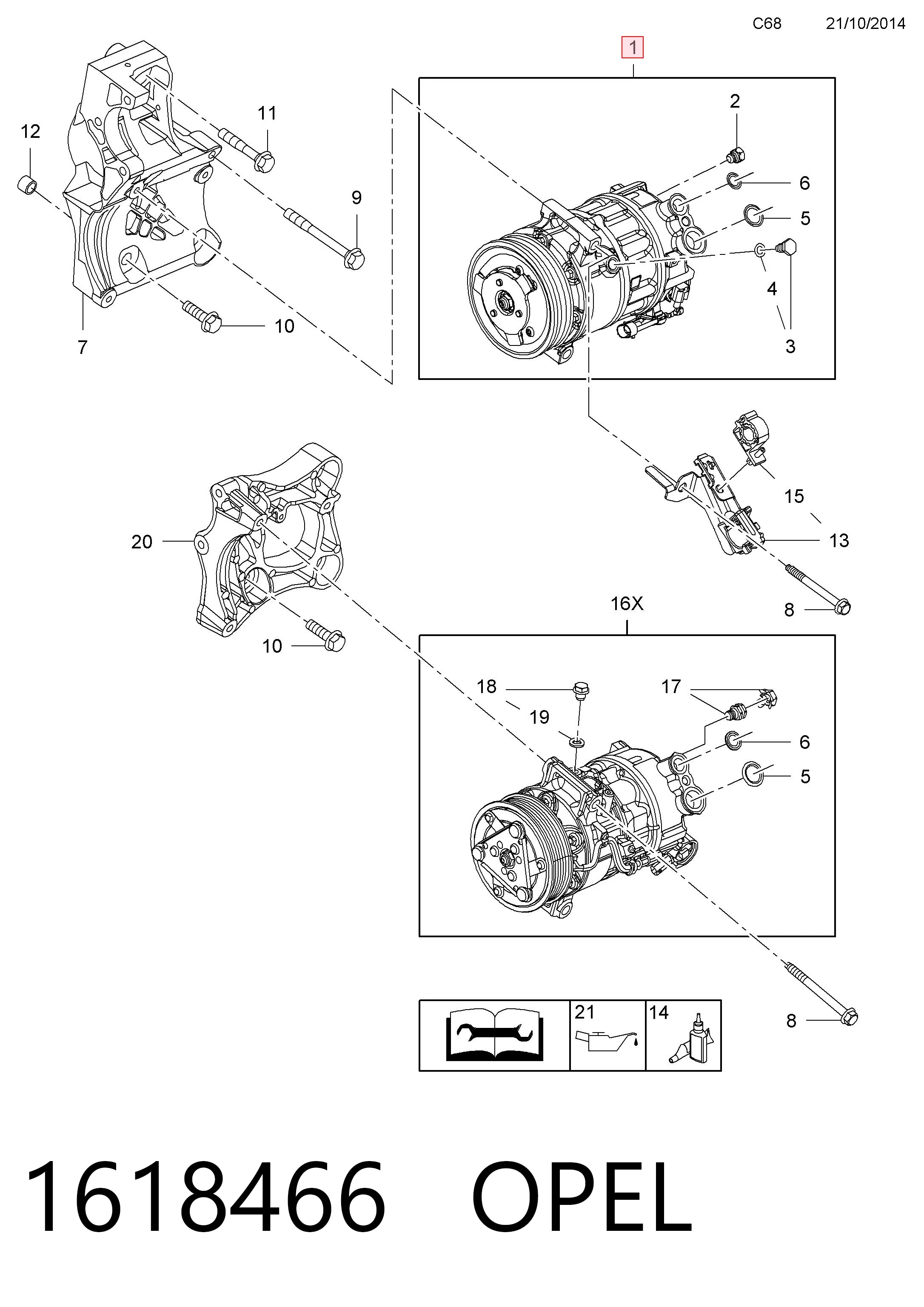 1618466 Opel Компресор холодоагенту