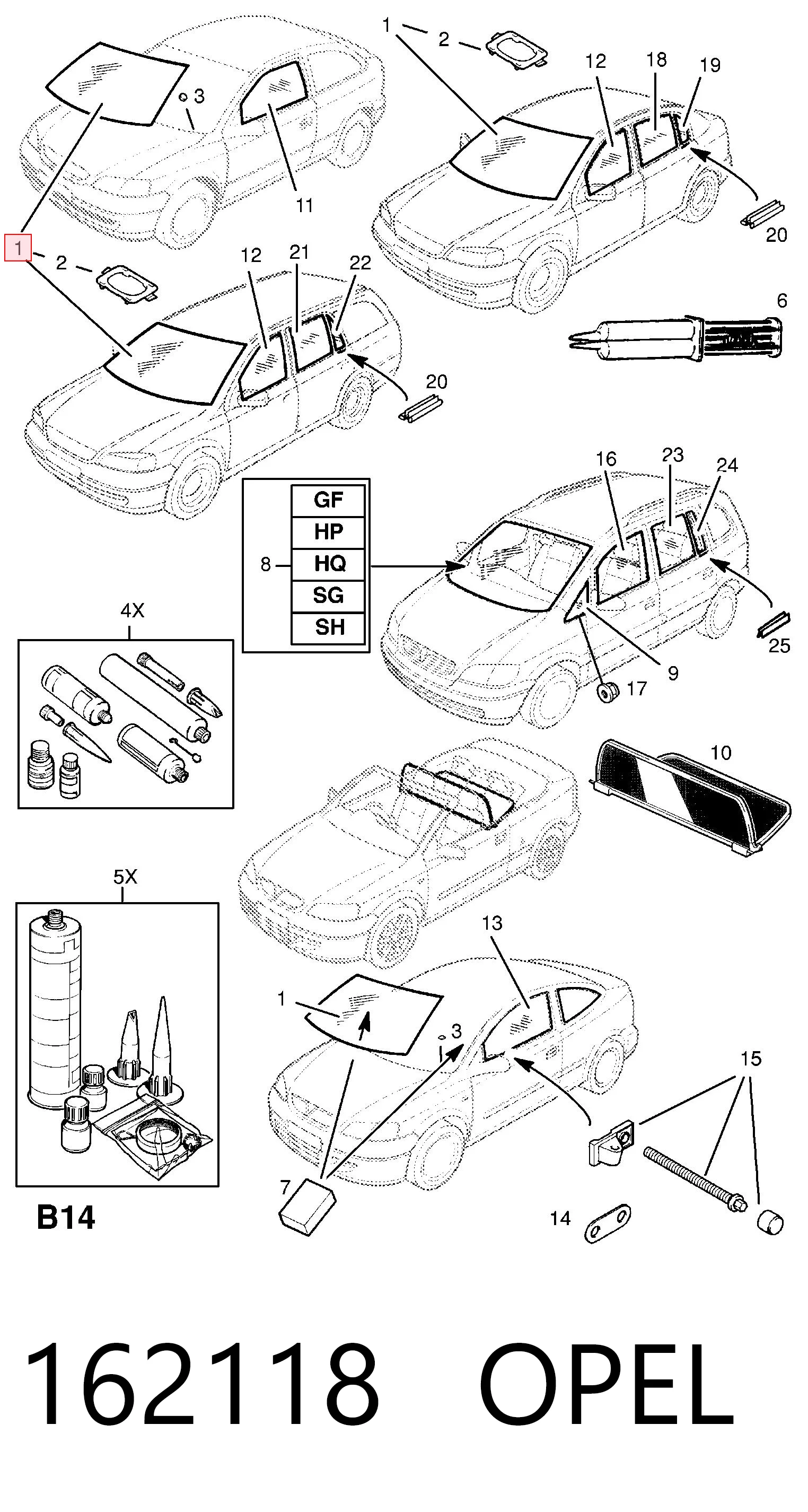 90560715 General Motors Автомобільне скло