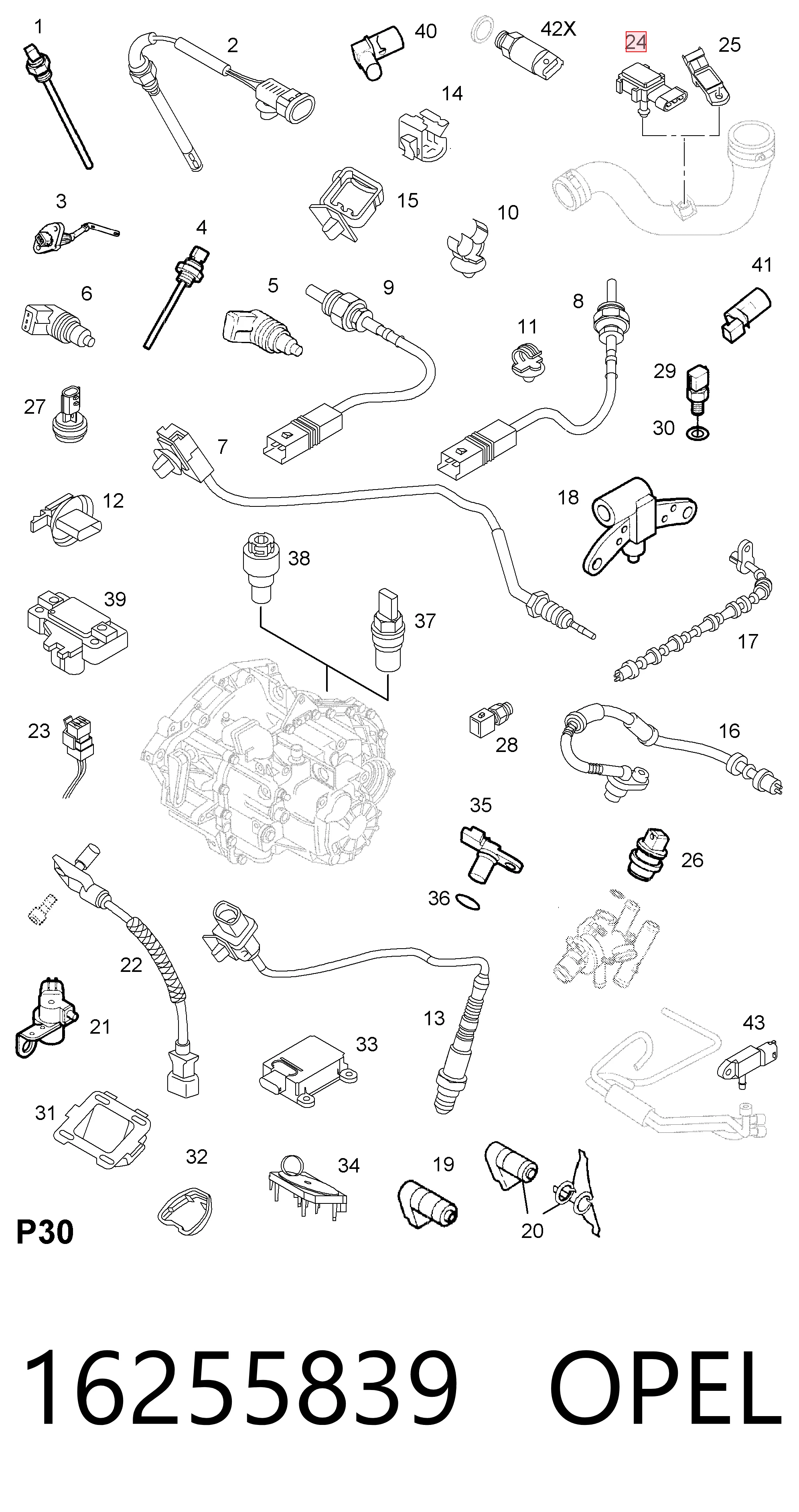 16255839 Opel Датчик наддува