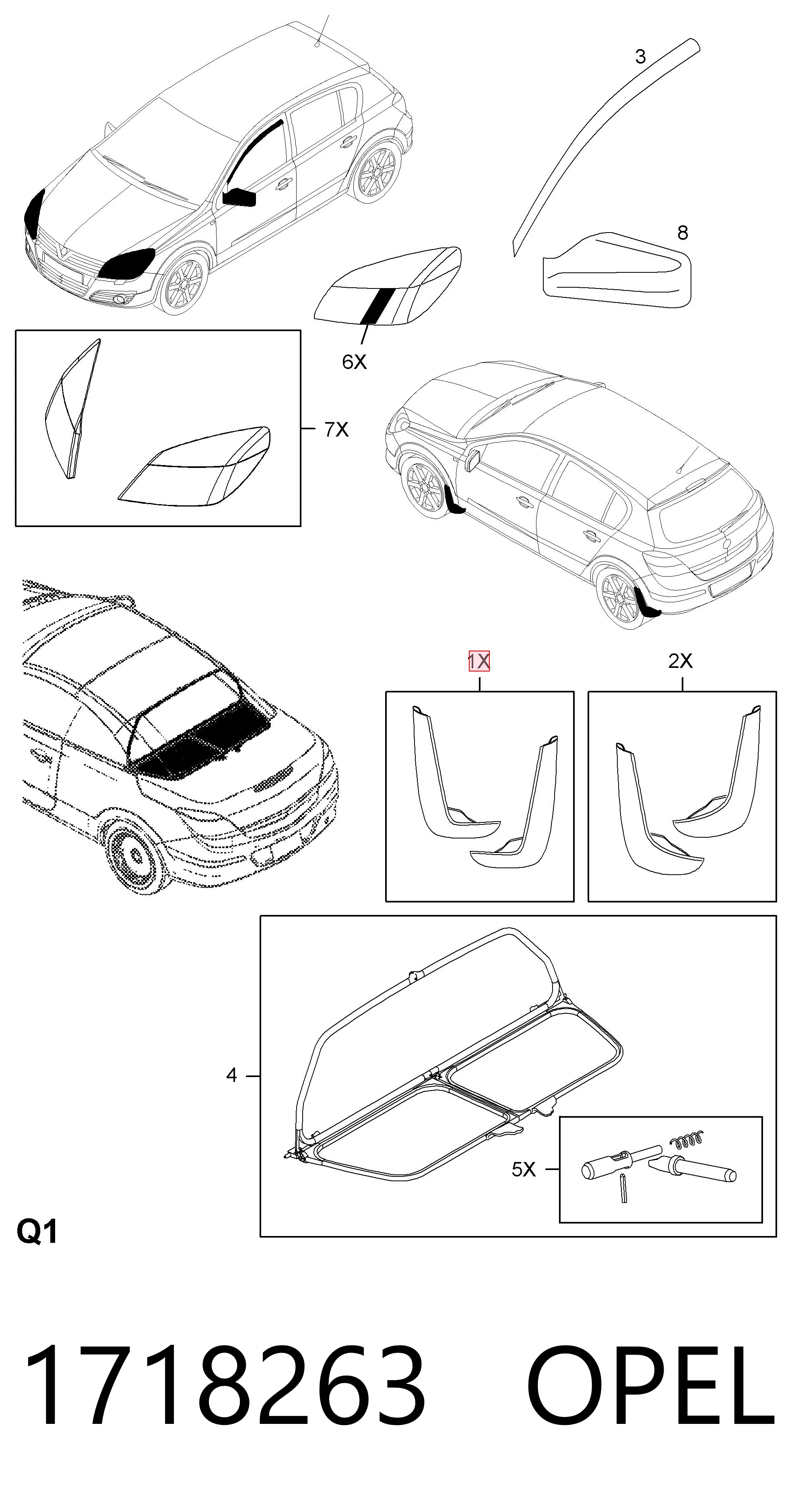 1718263 Opel Комплект передніх бризковиків