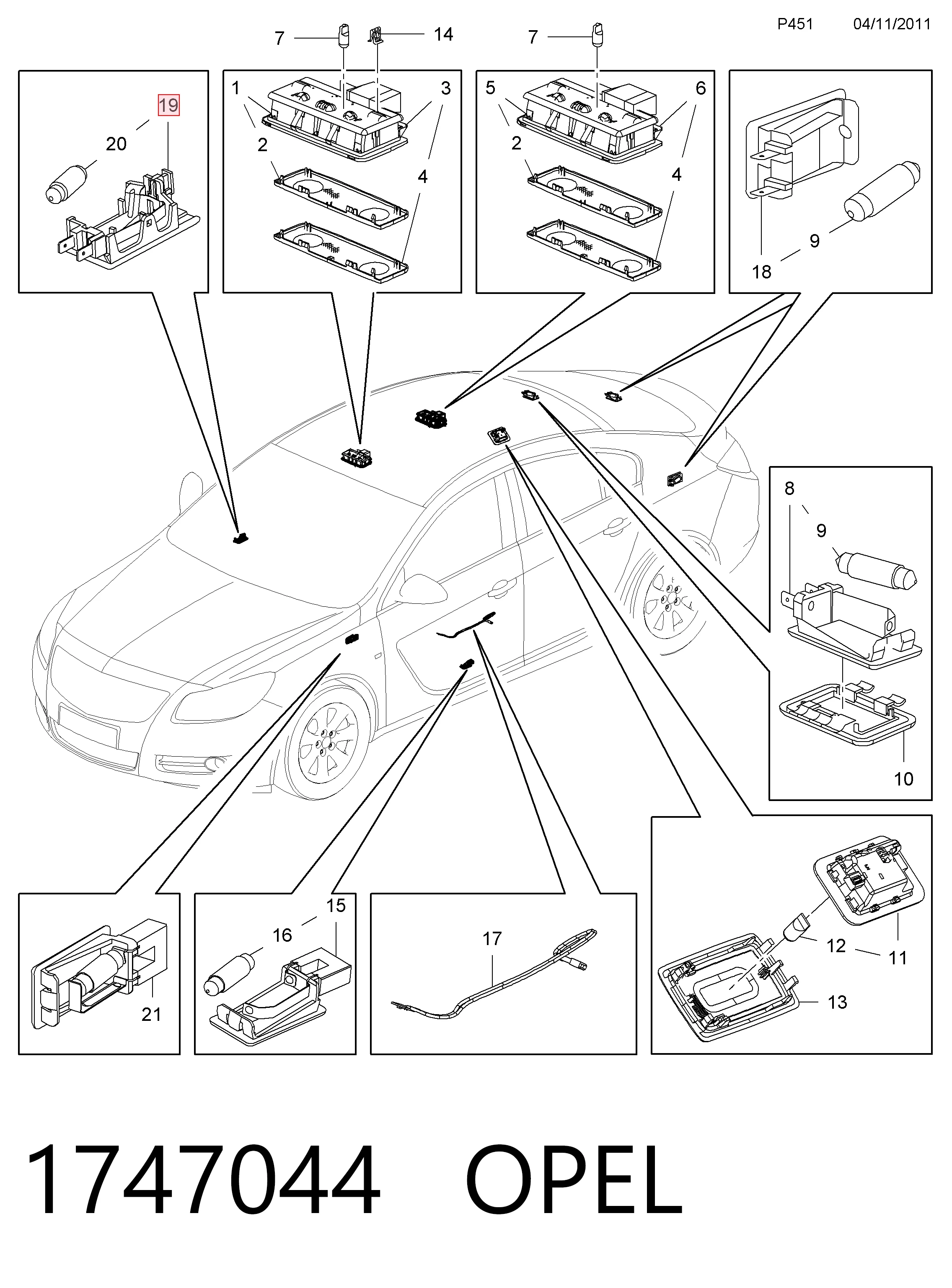 Плафон підсвічення бардачка L37410002LED Depo/Loro/Abakus
