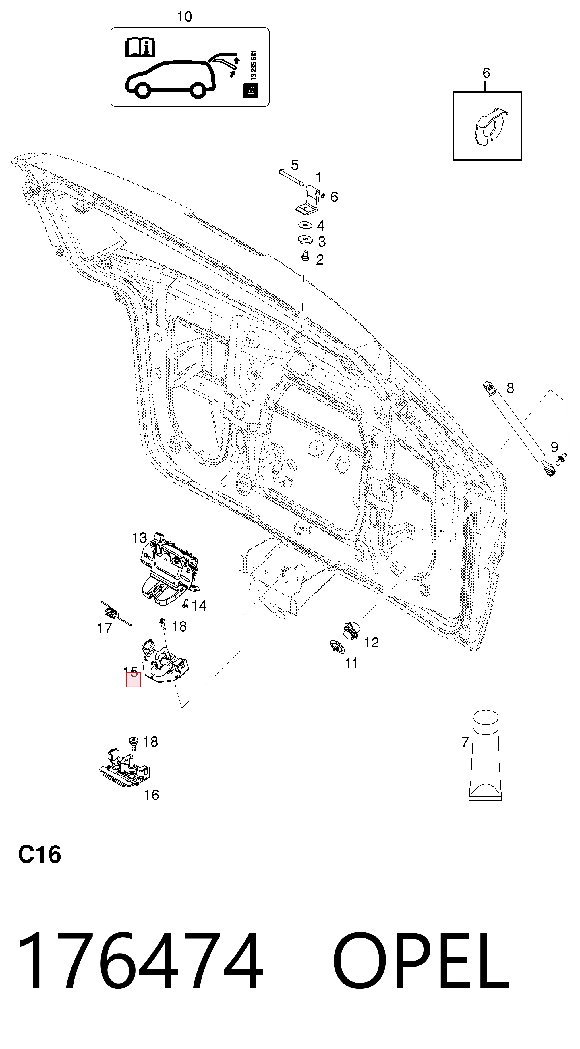 Зацеп замку кришки багажника General Motors 176474 ціна, від 4.39 USD