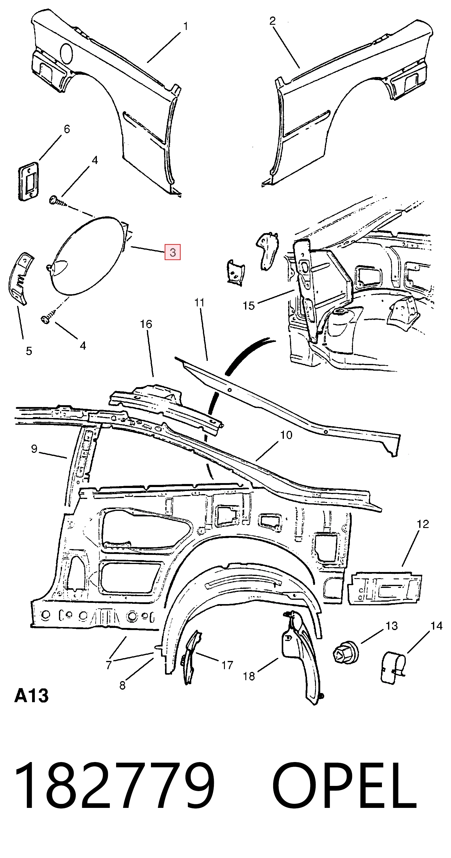 182779 Opel Дверцята бензобака