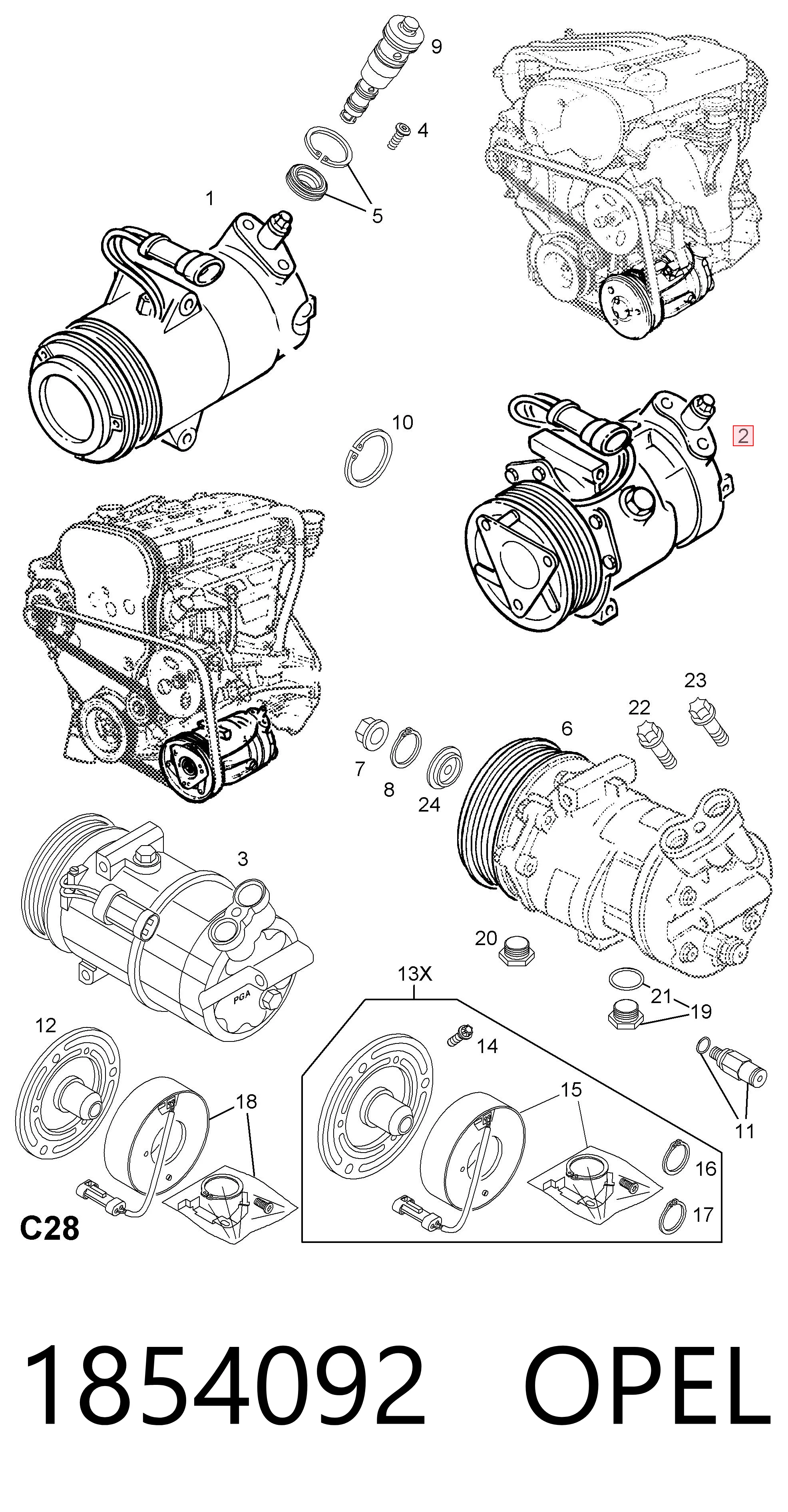 1854092 Opel Компресор холодоагенту