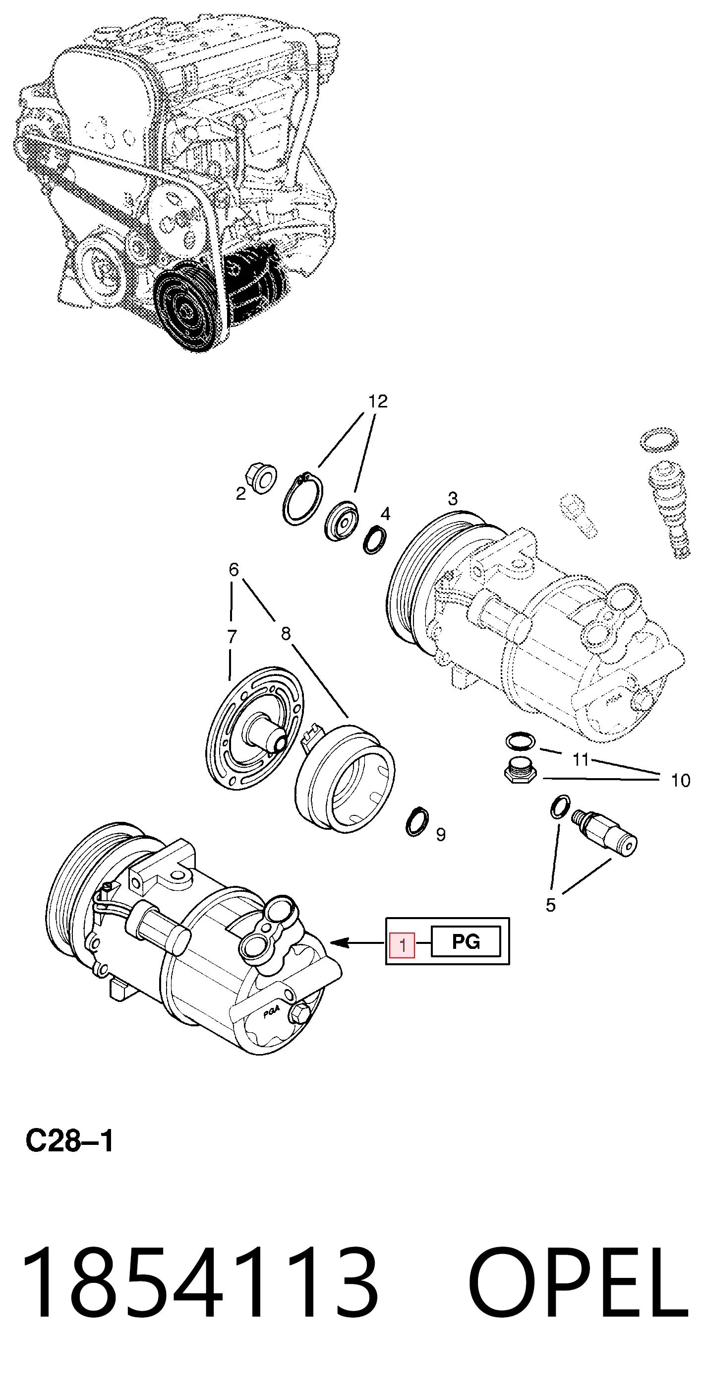 1854113 Opel Компресор холодоагенту