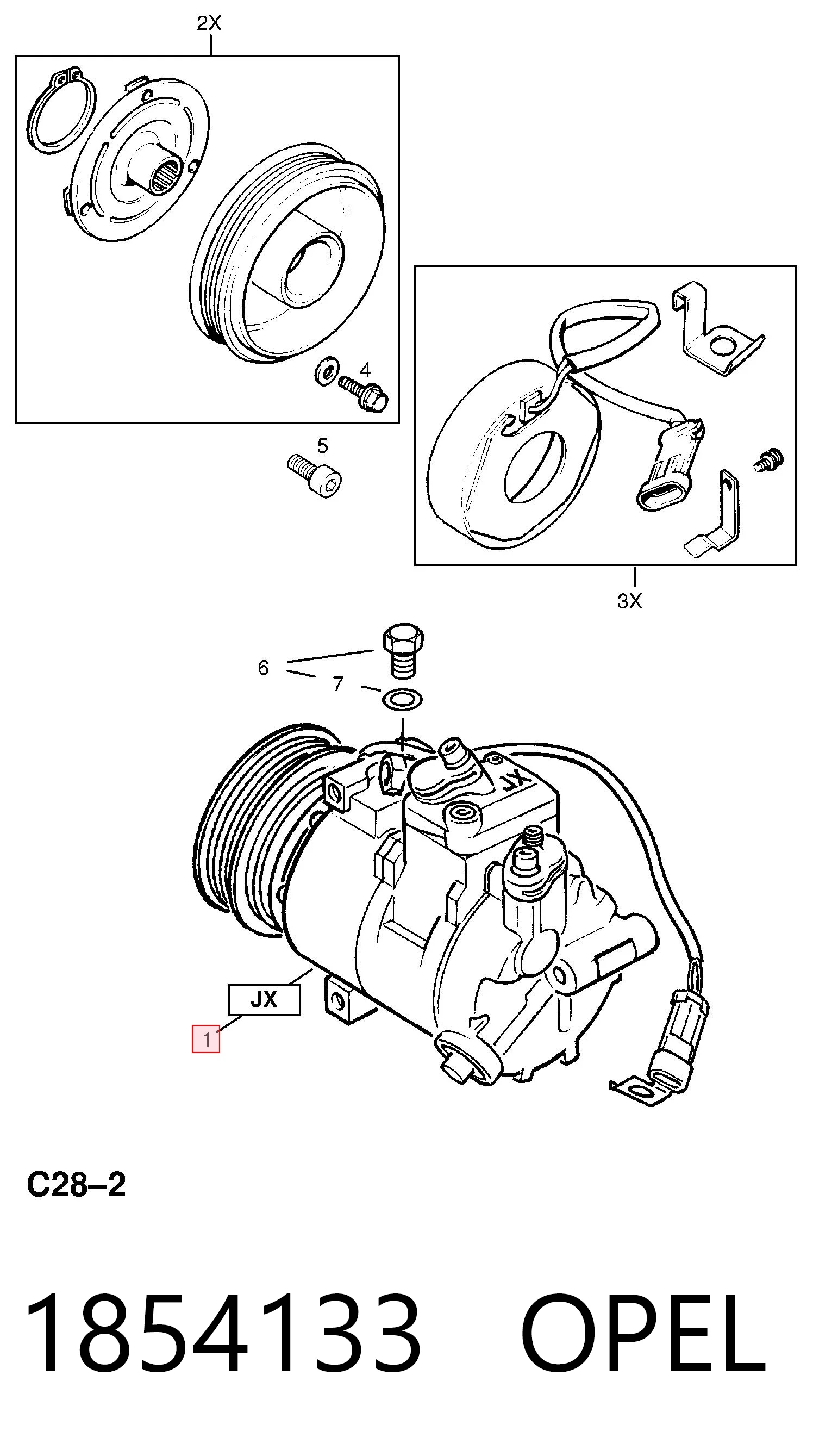 1854133 Opel Компресор холодоагенту