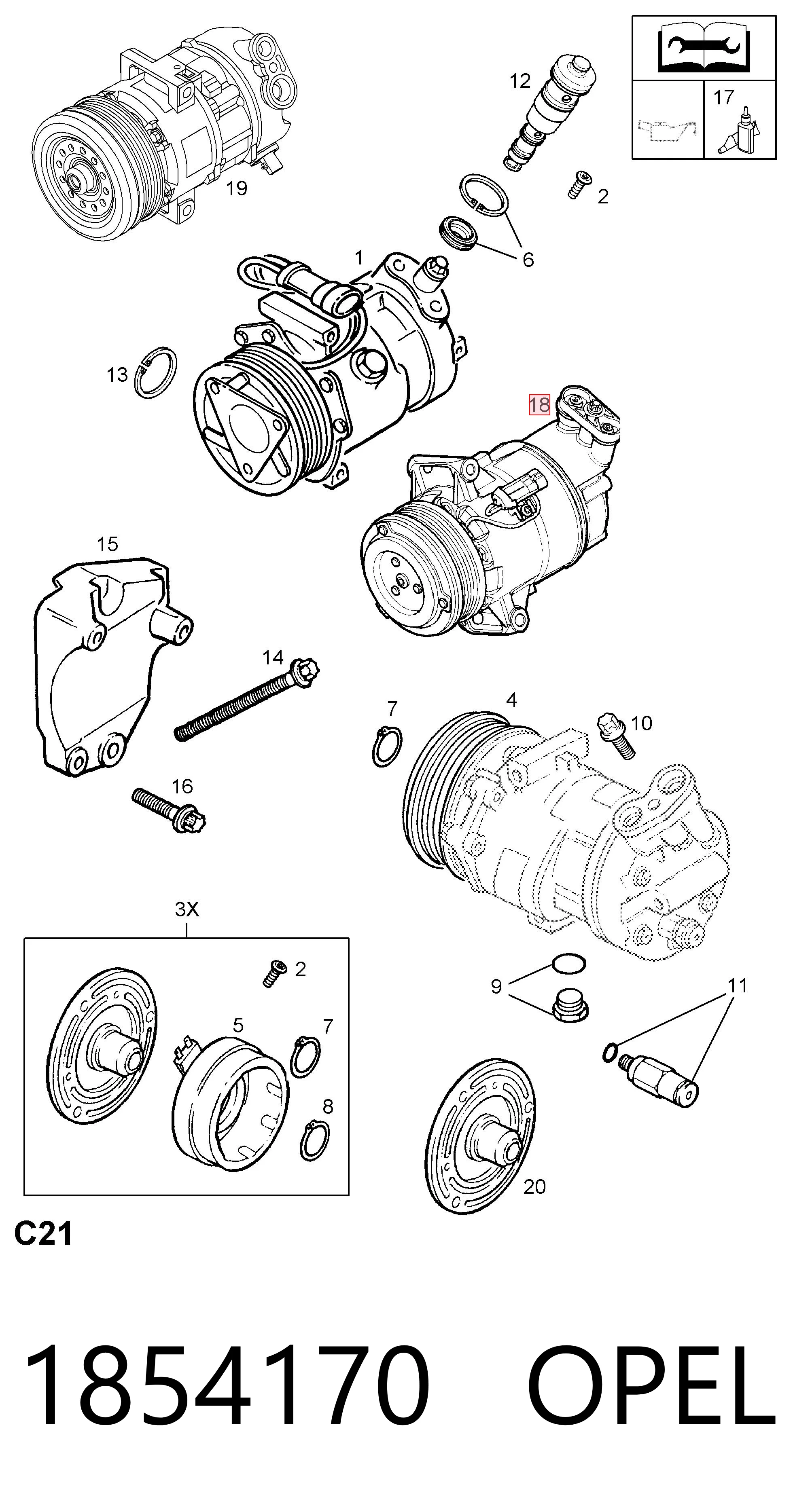 1854170 Opel Компресор холодоагенту