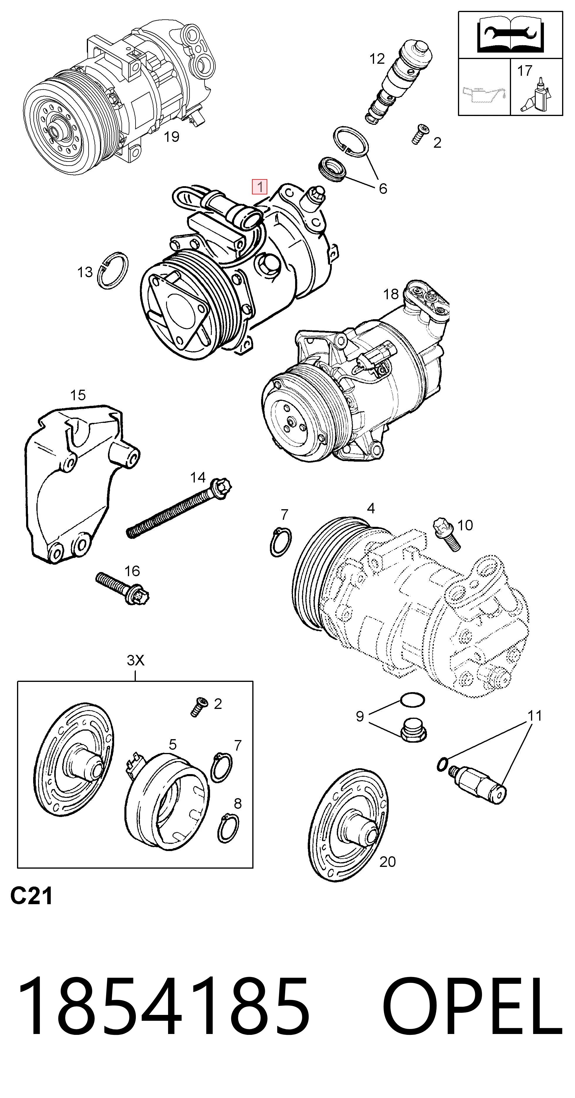 1854185 Opel Компресор холодоагенту