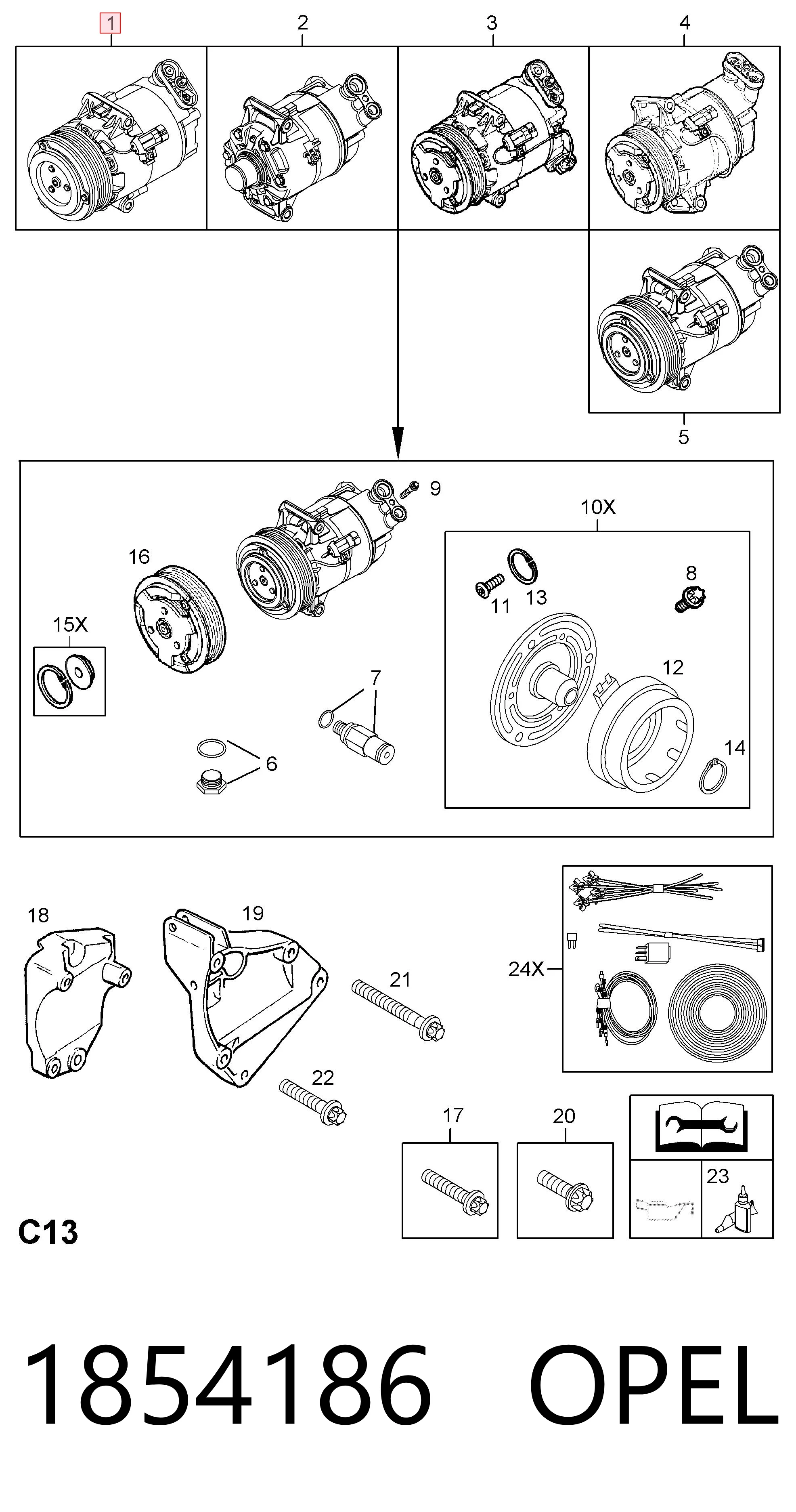 1854186 Opel Компресор холодоагенту