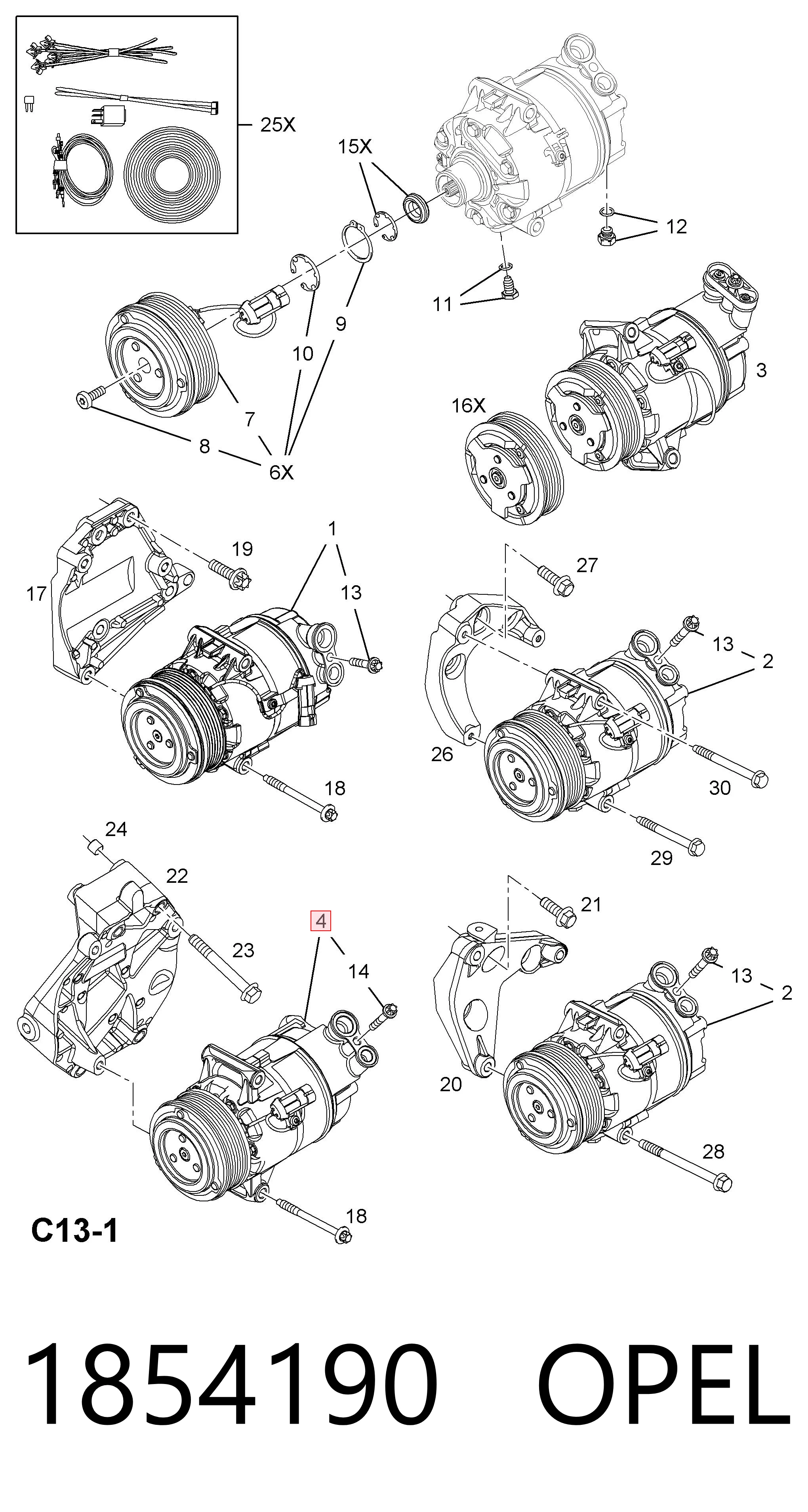 1854190 Opel Компресор холодоагенту