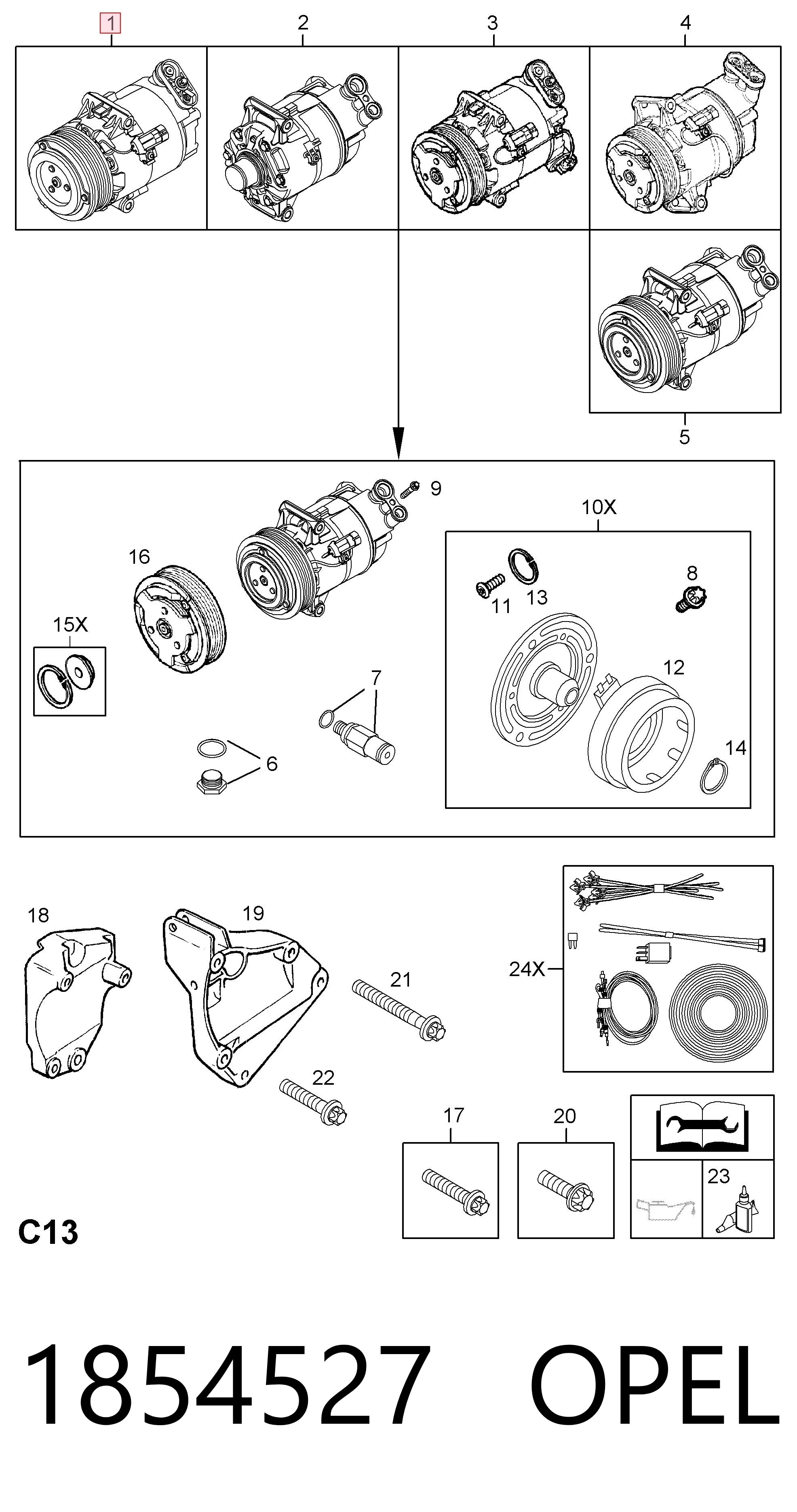 1854527 Opel Компресор холодоагенту
