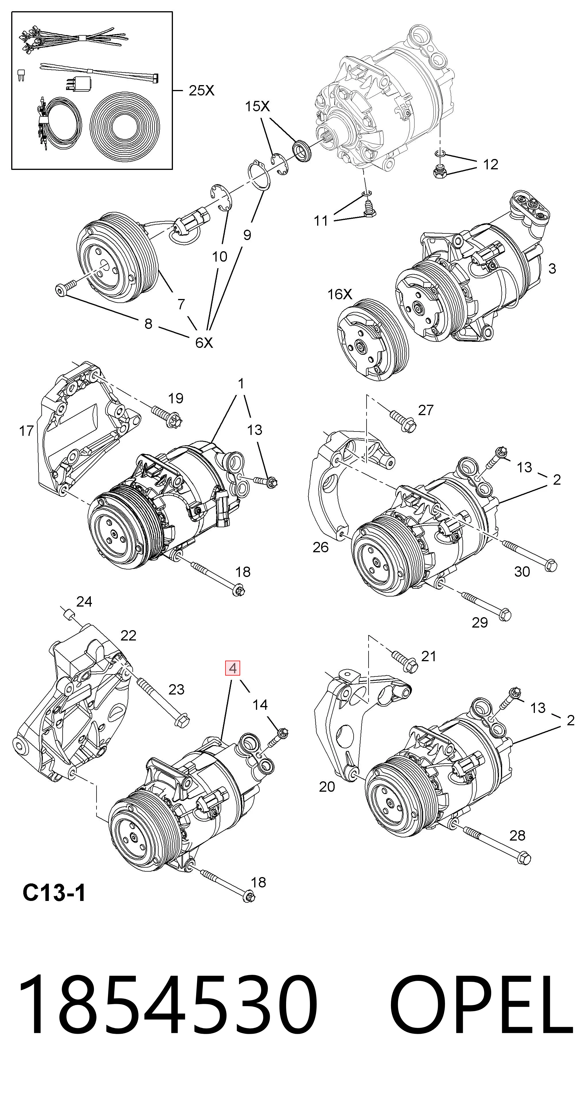 1854530 Opel Компресор холодоагенту