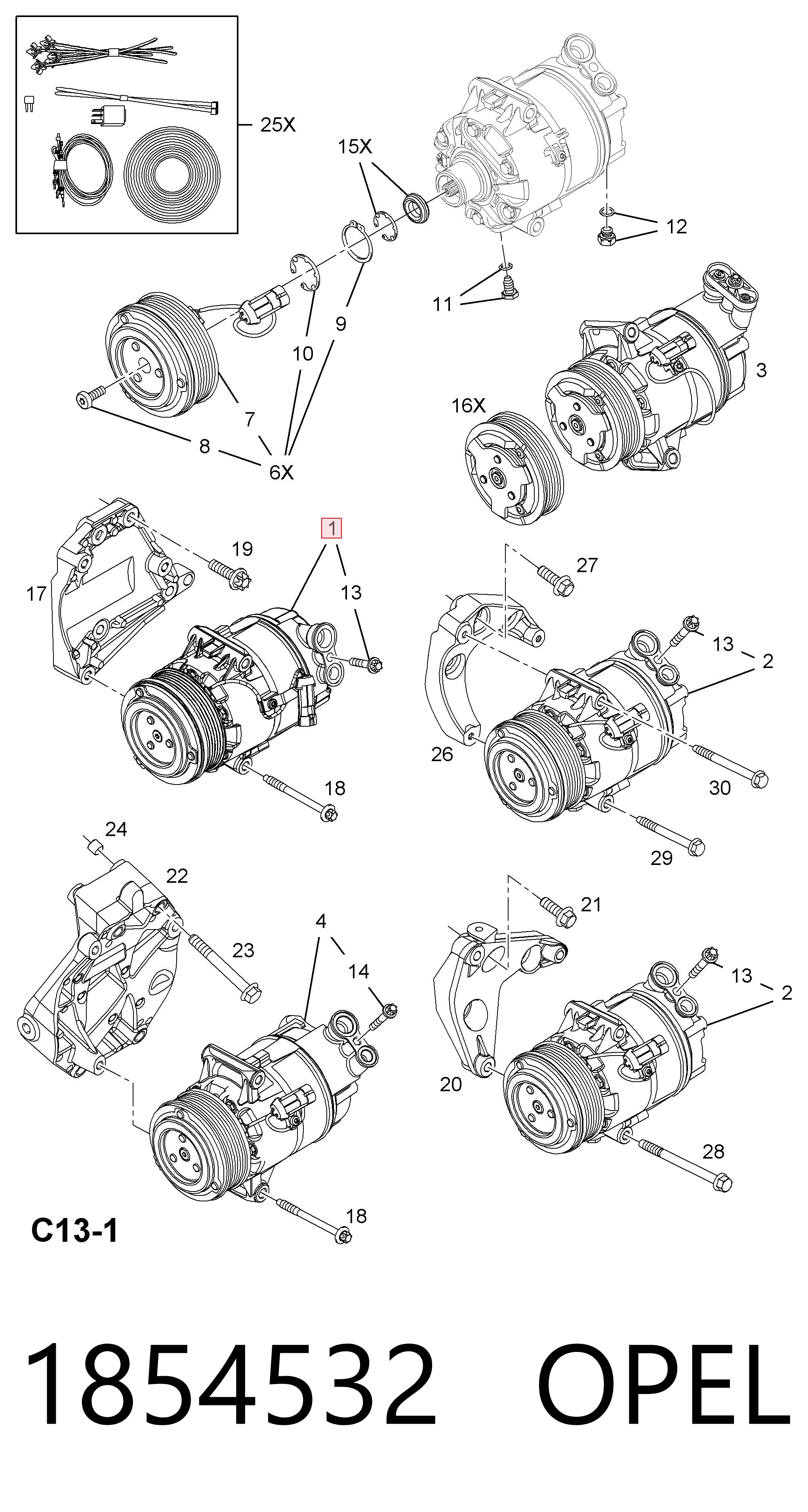1854532 Opel Компресор холодоагенту