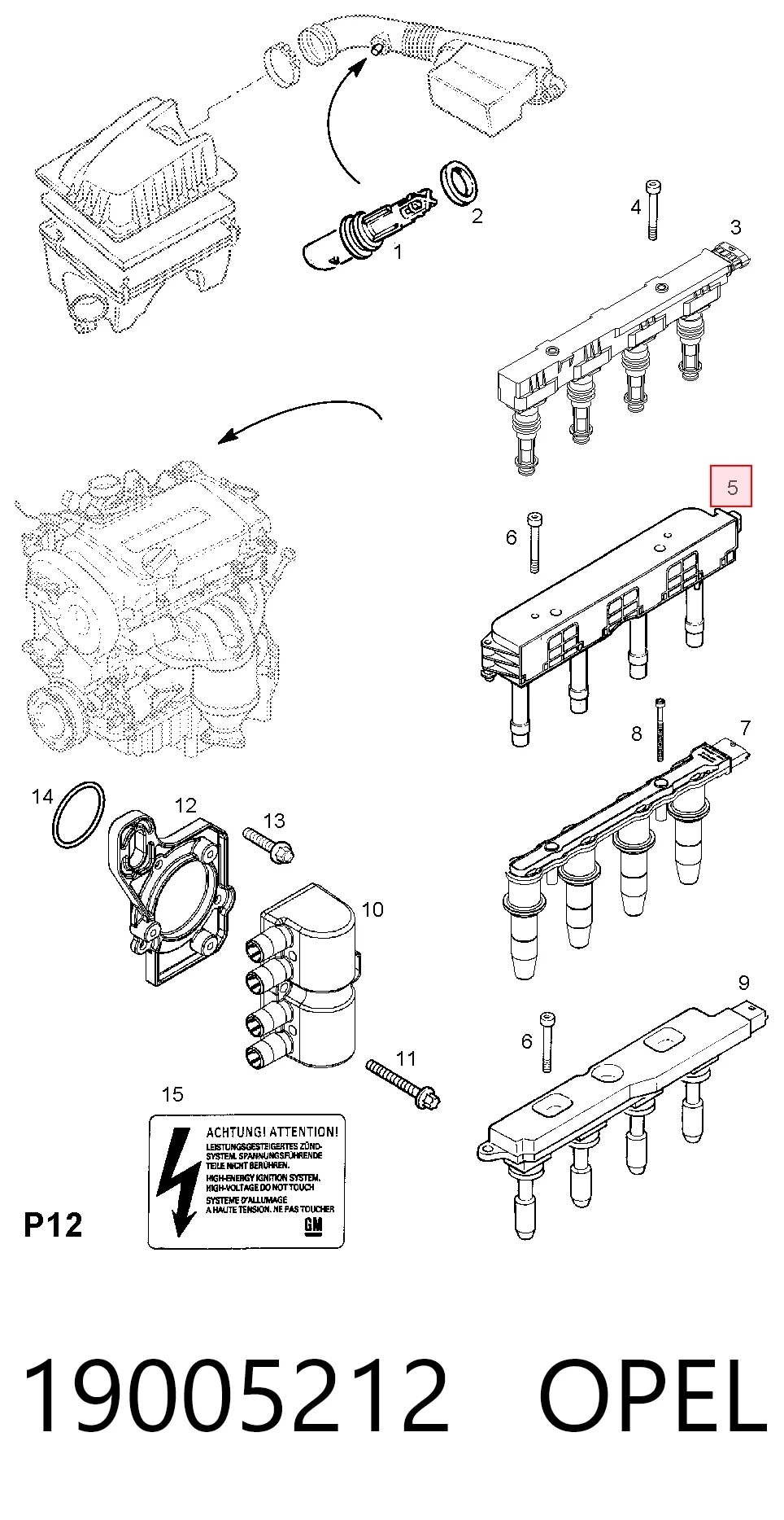 19005212 Opel Котушка запалювання