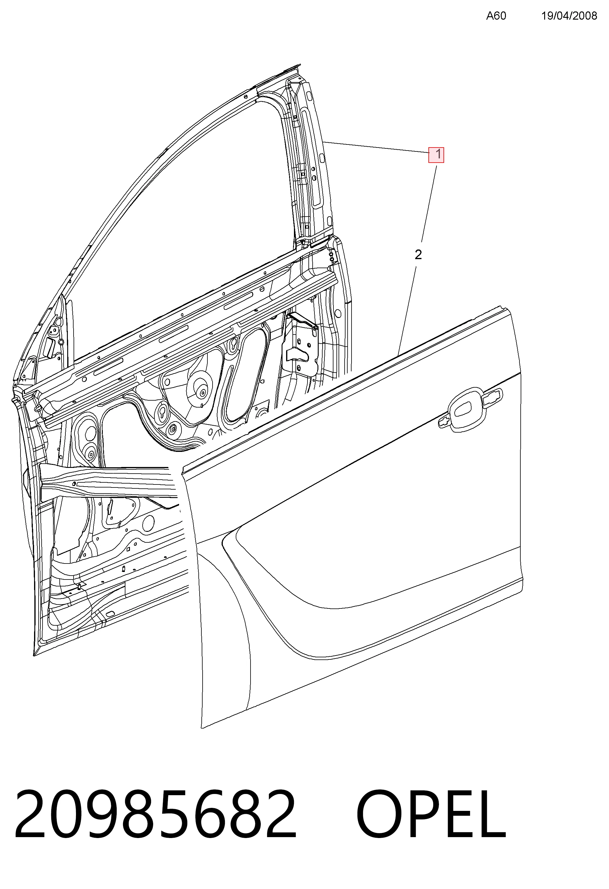 Водійські двері General Motors 22863713