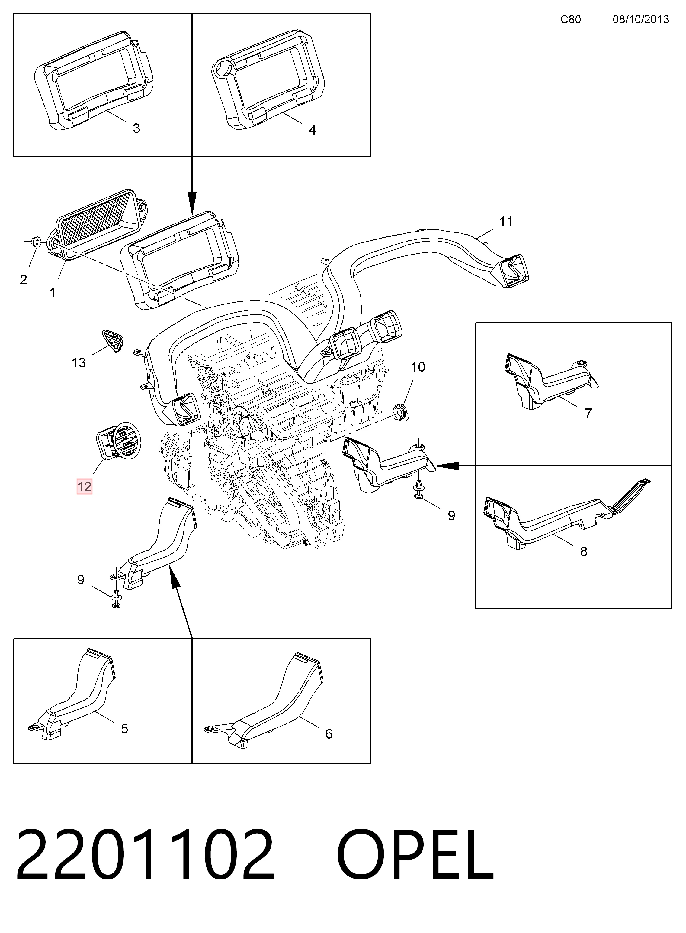 Решітка повітроводу General Motors 13417366