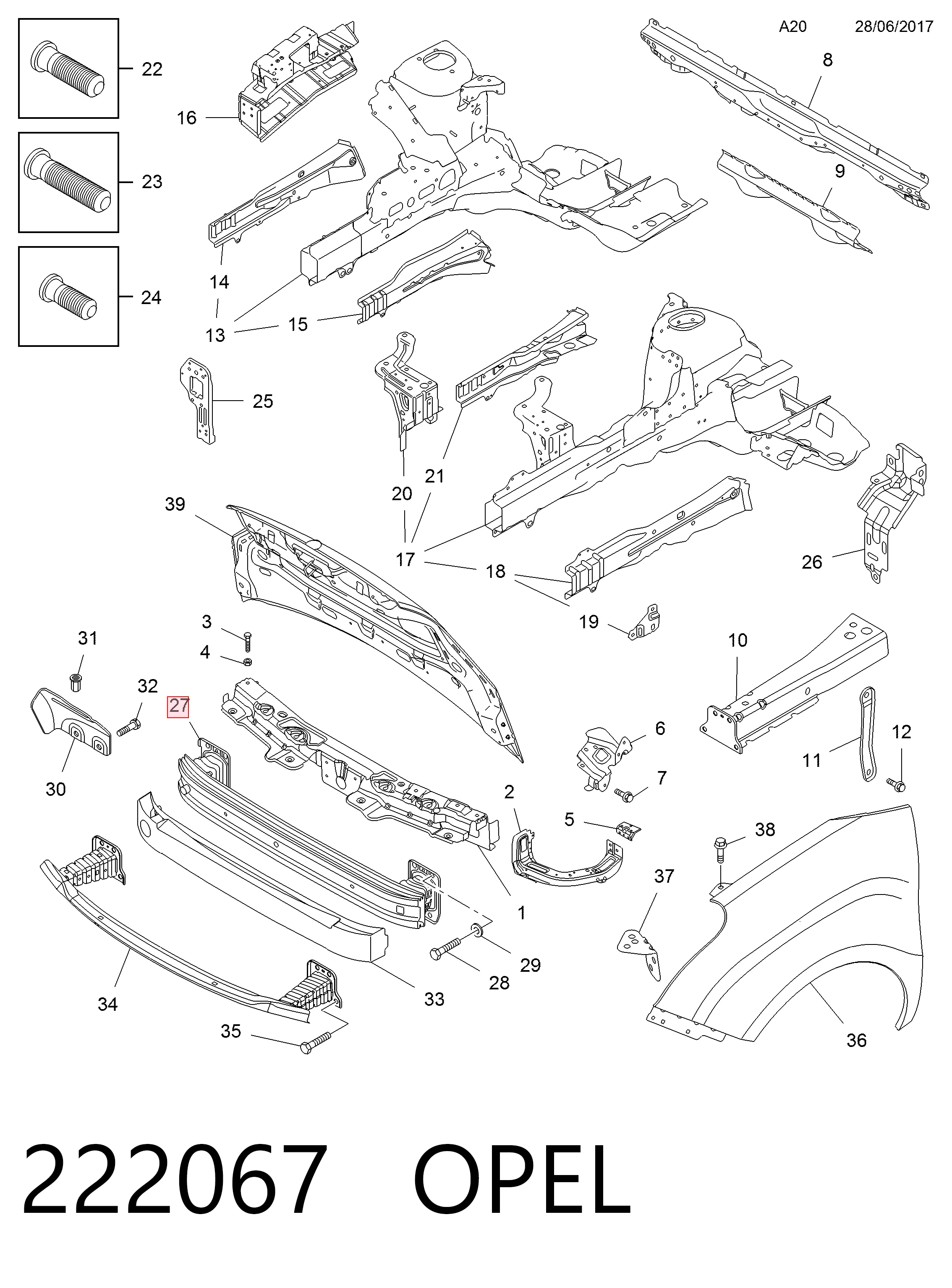 Шина бампера переднього Ekimpar B03055489 ціна, від 41.88 USD