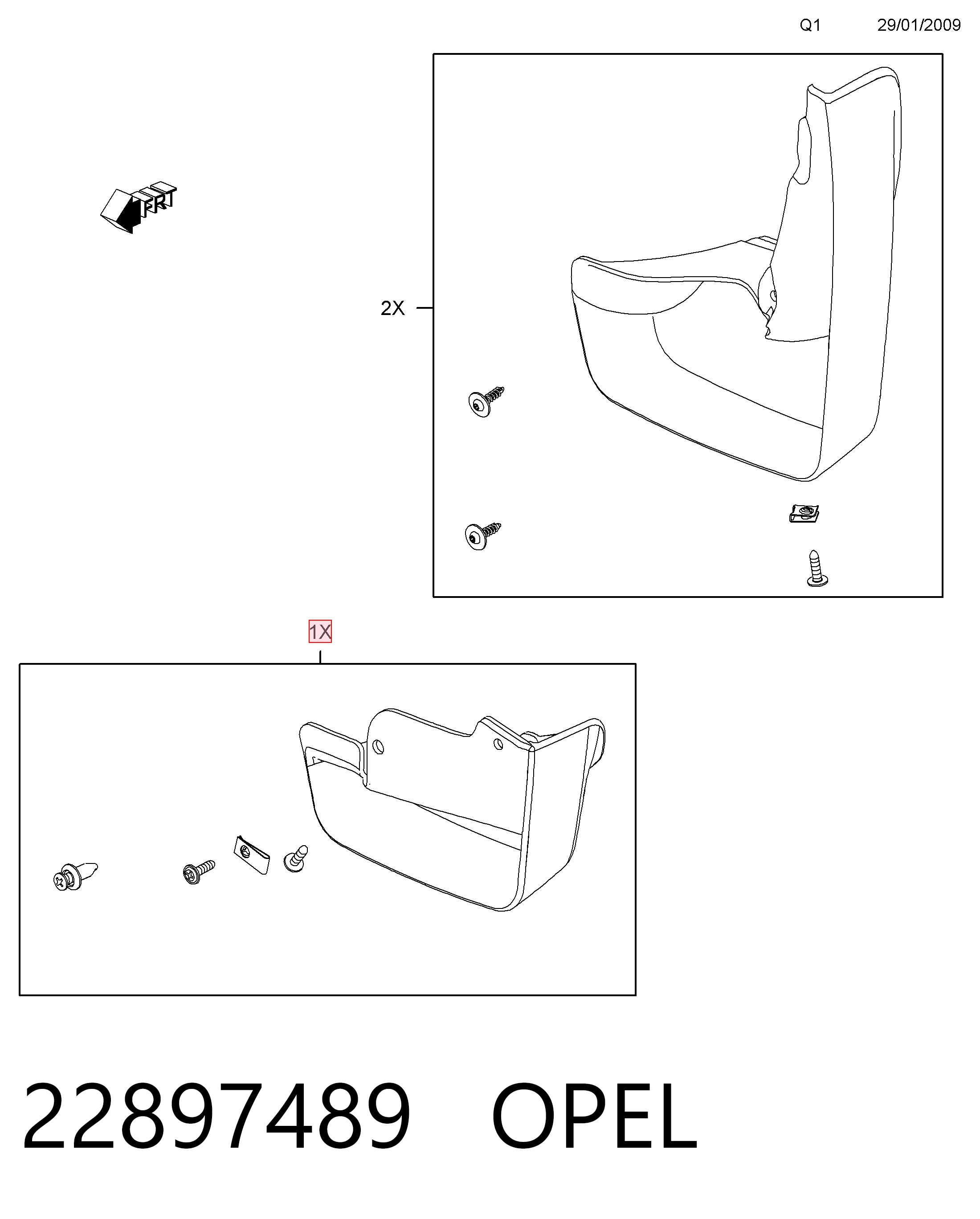 Комплект передніх бризковиків на Opel Insignia A G09
