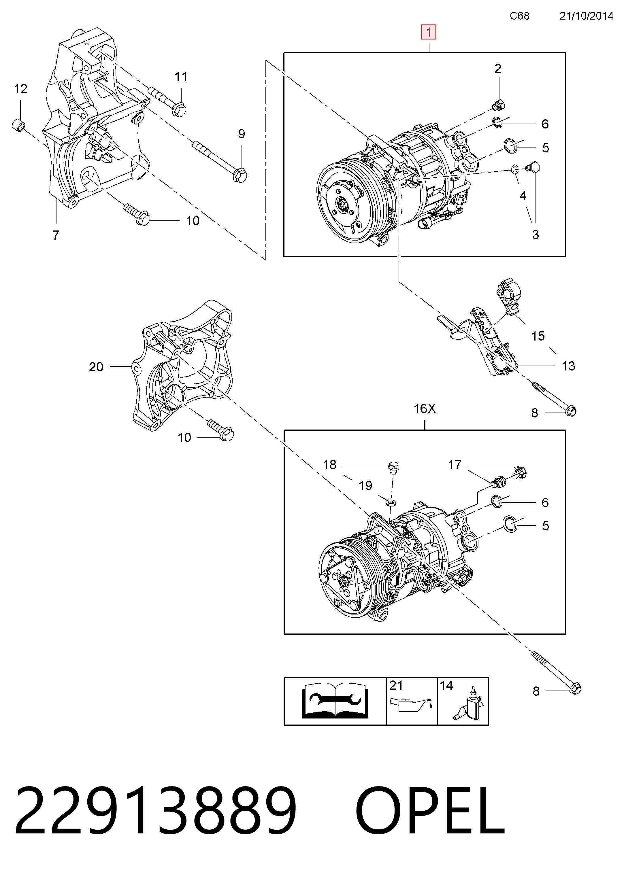 22913889 Opel Компресор холодоагенту