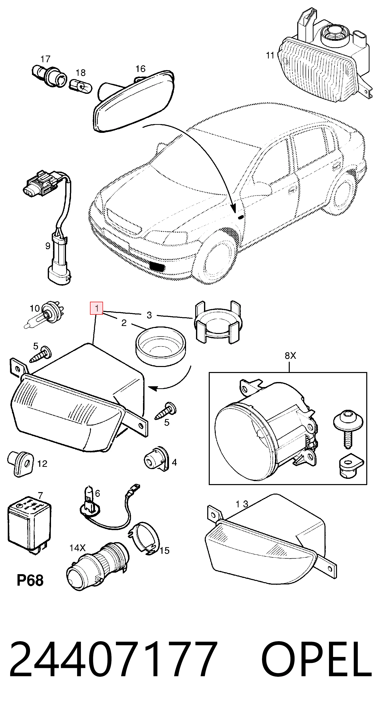 Фара протитуманна, ліва 9195698 Peugeot/Citroen