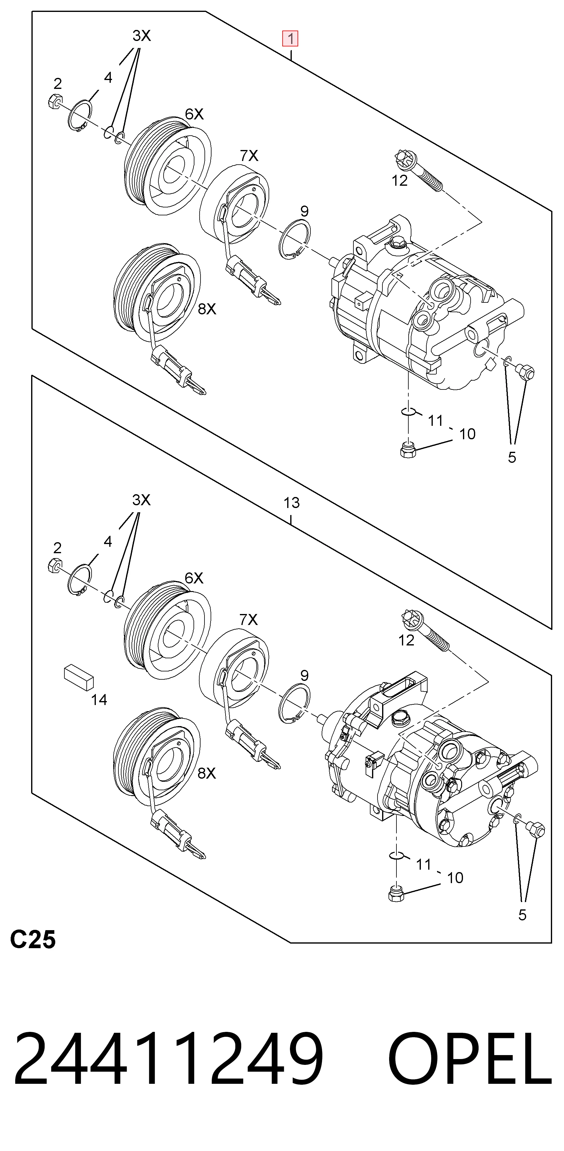 24411249 Opel Компресор холодоагенту