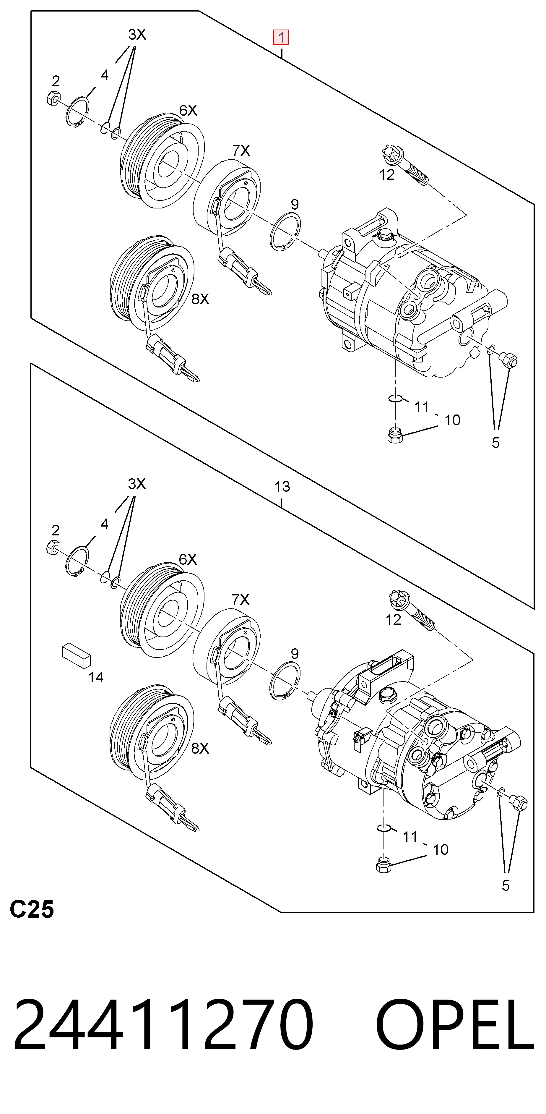 24411270 Opel Компресор холодоагенту
