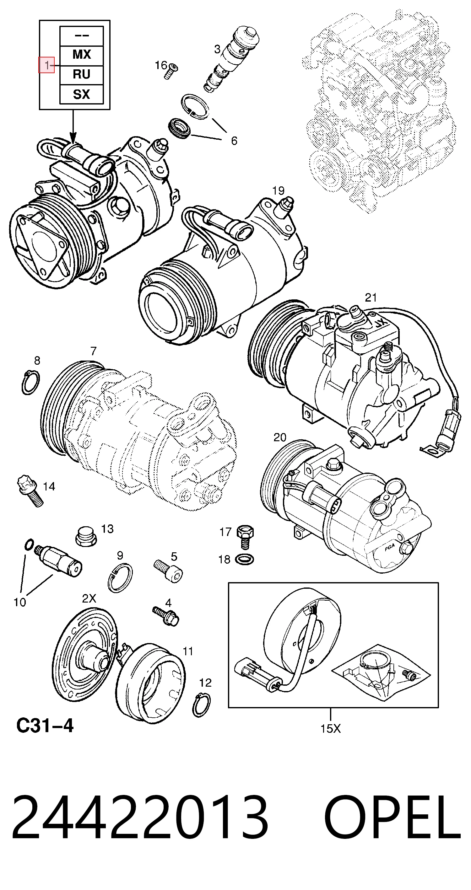 Компресор кондиціонера 6854027 General Motors