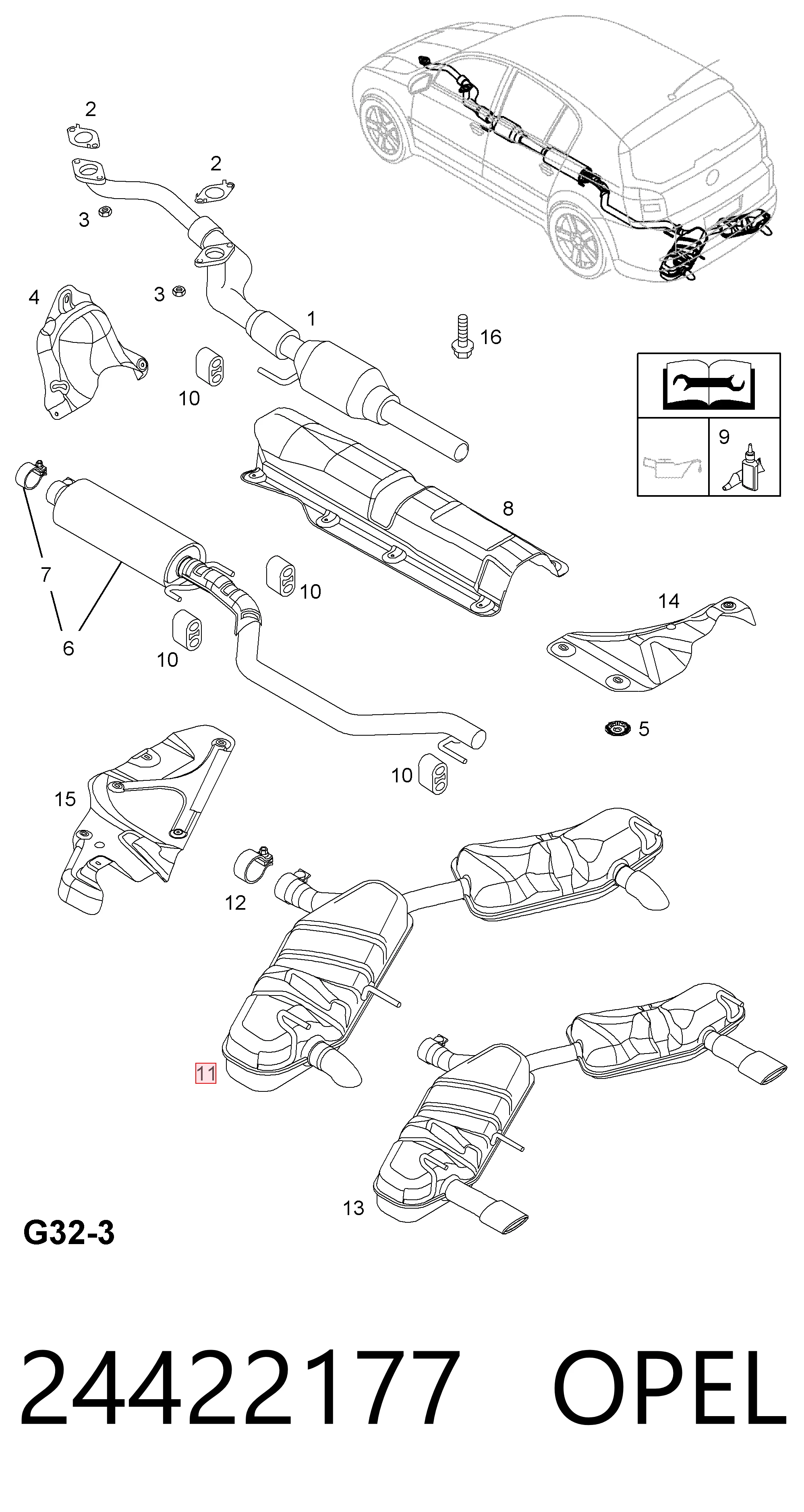 24422177 Peugeot/Citroen Глушник, задня частина