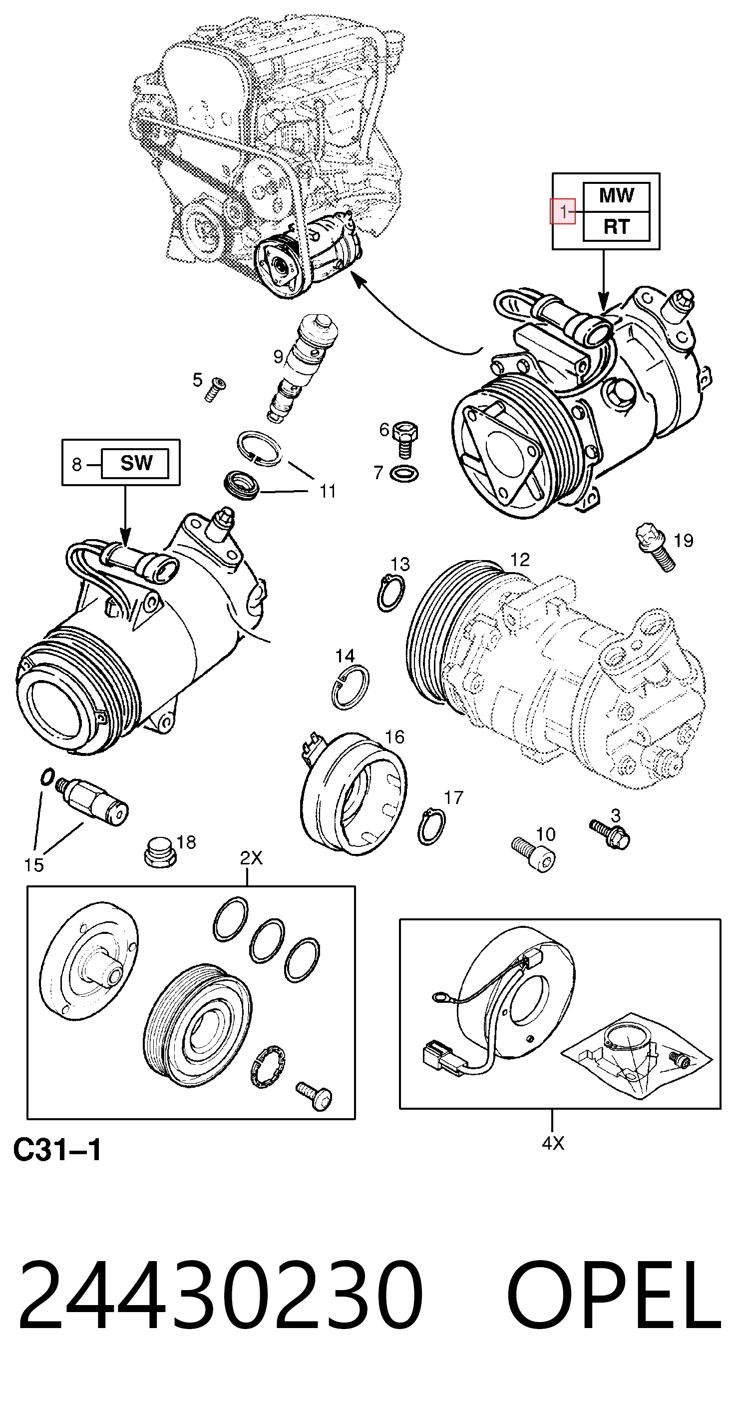 24430230 Opel Компресор холодоагенту