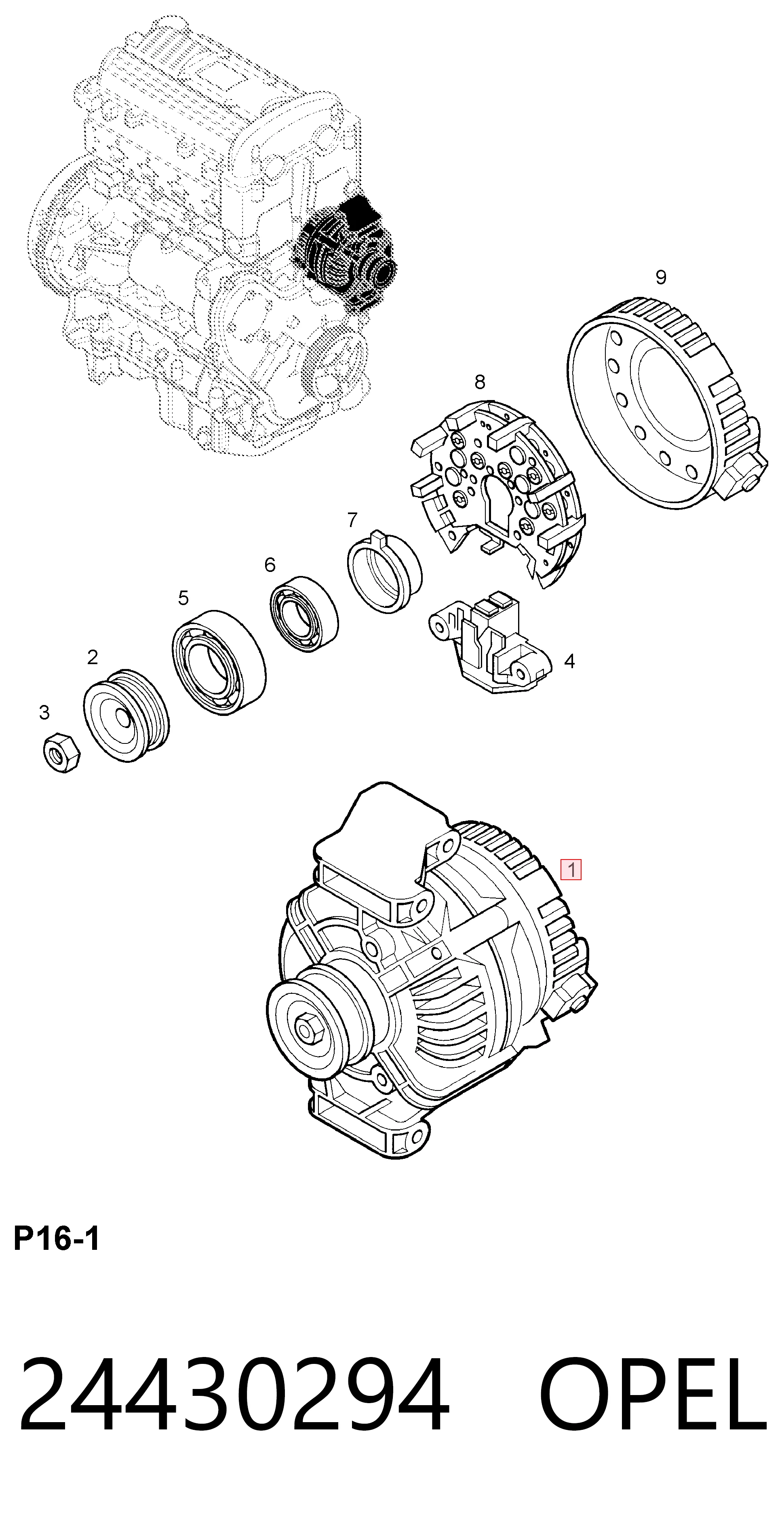 24430294 Opel Авто генератор