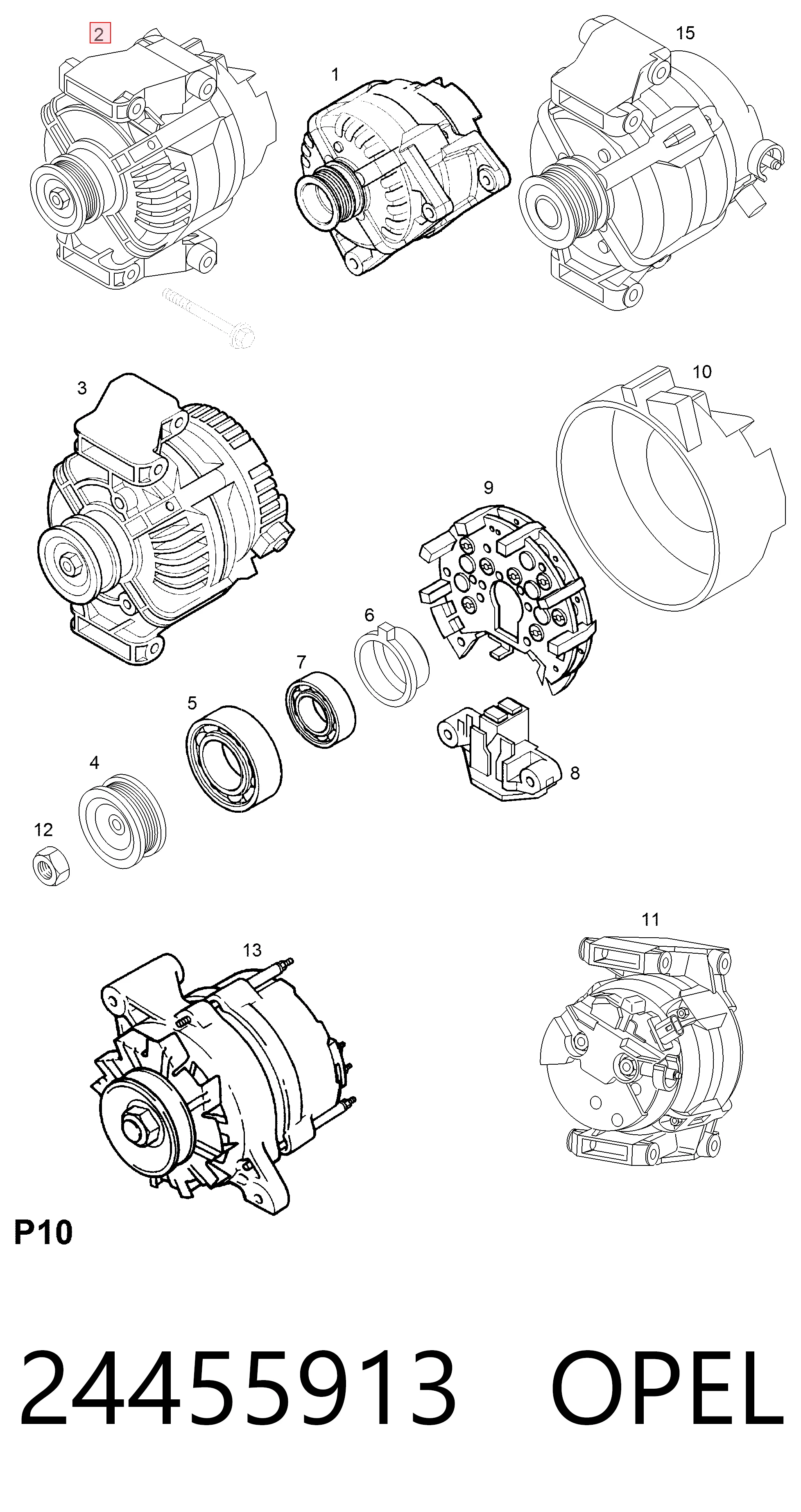 24455913 Opel Авто генератор