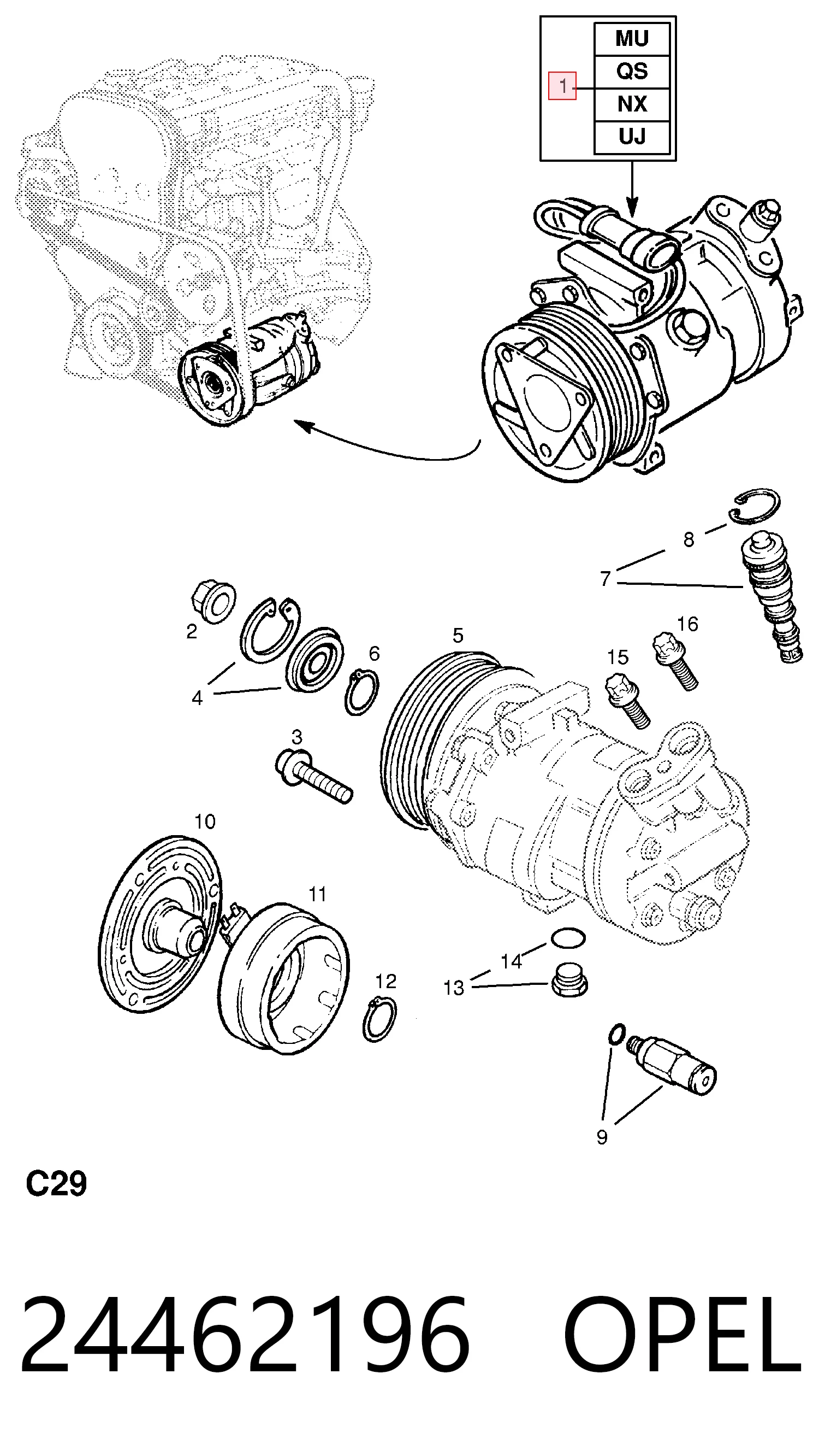 24462196 Opel Компресор холодоагенту