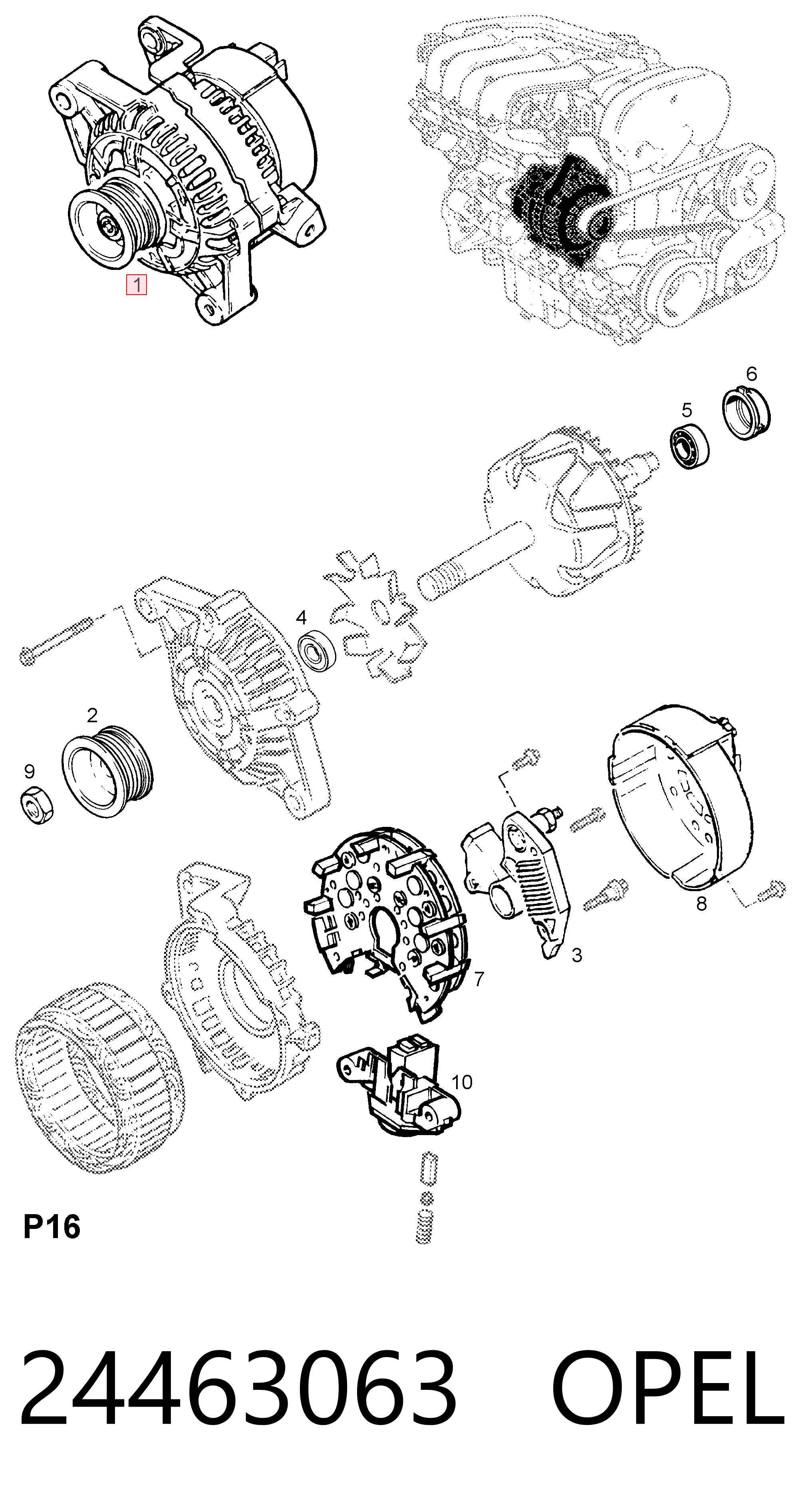 24463063 Opel Авто генератор