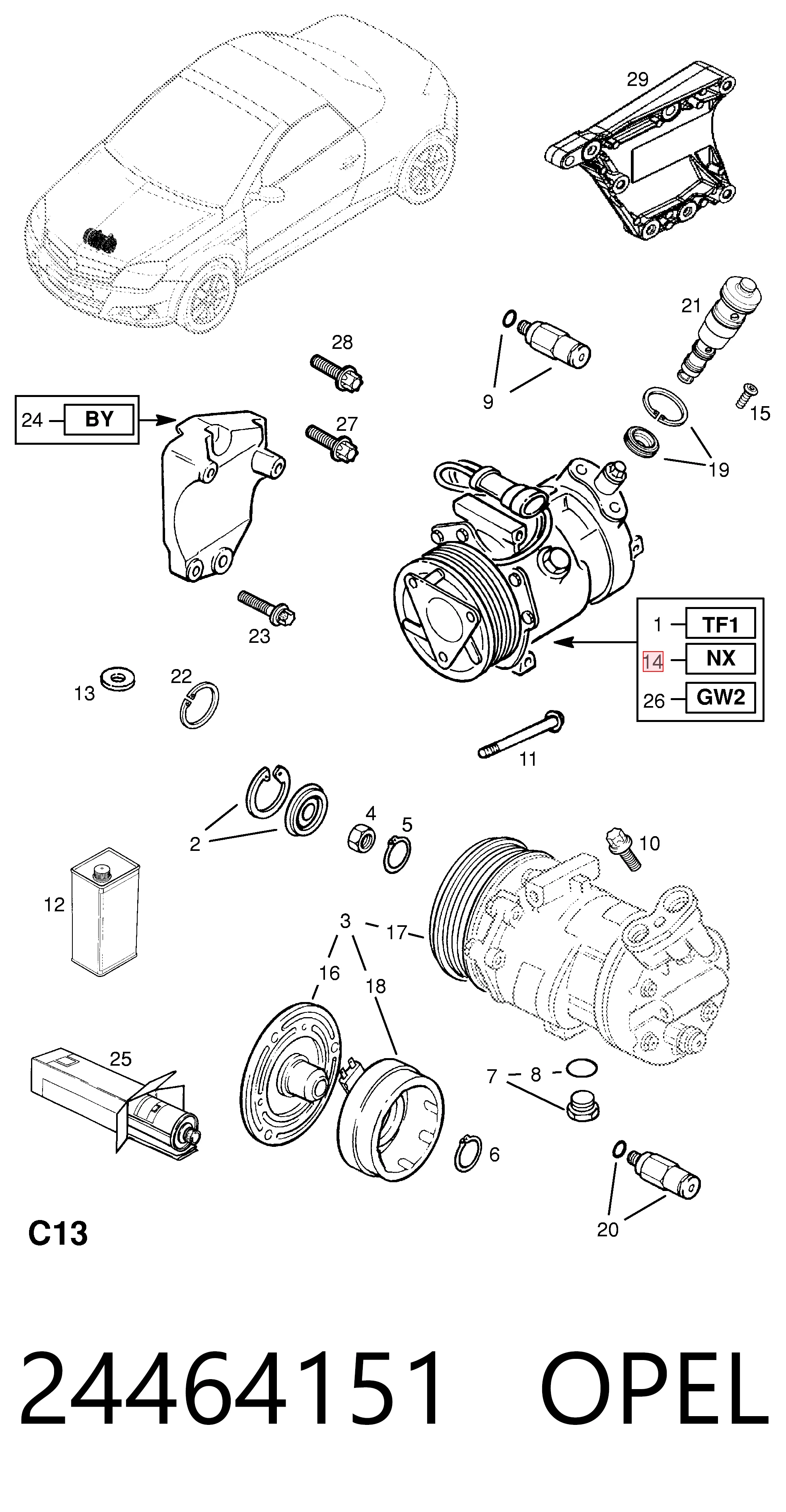24464151 Opel Компресор холодоагенту
