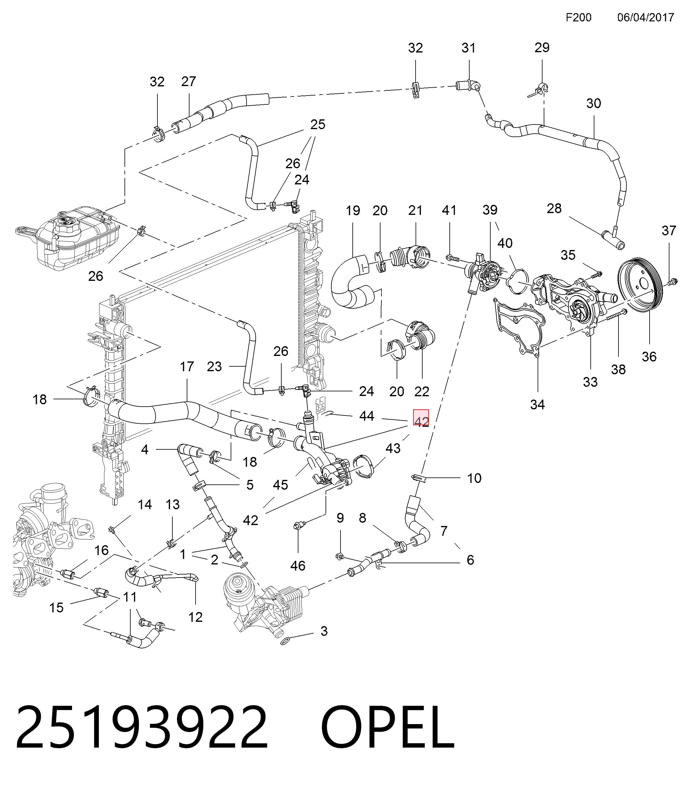 25193922 Opel Водопровідна труба