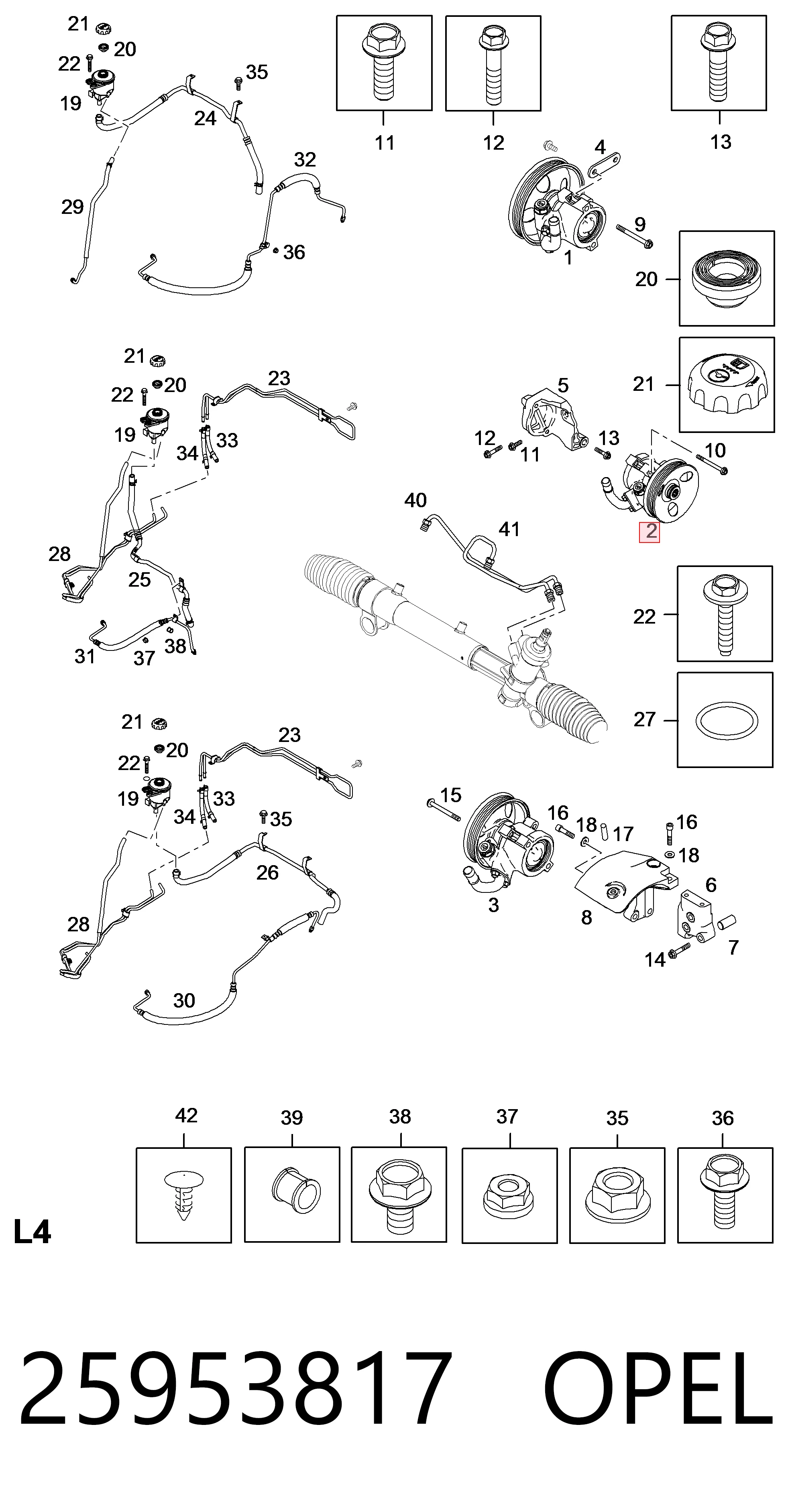 25953817 Opel Насос гідропідсилювача