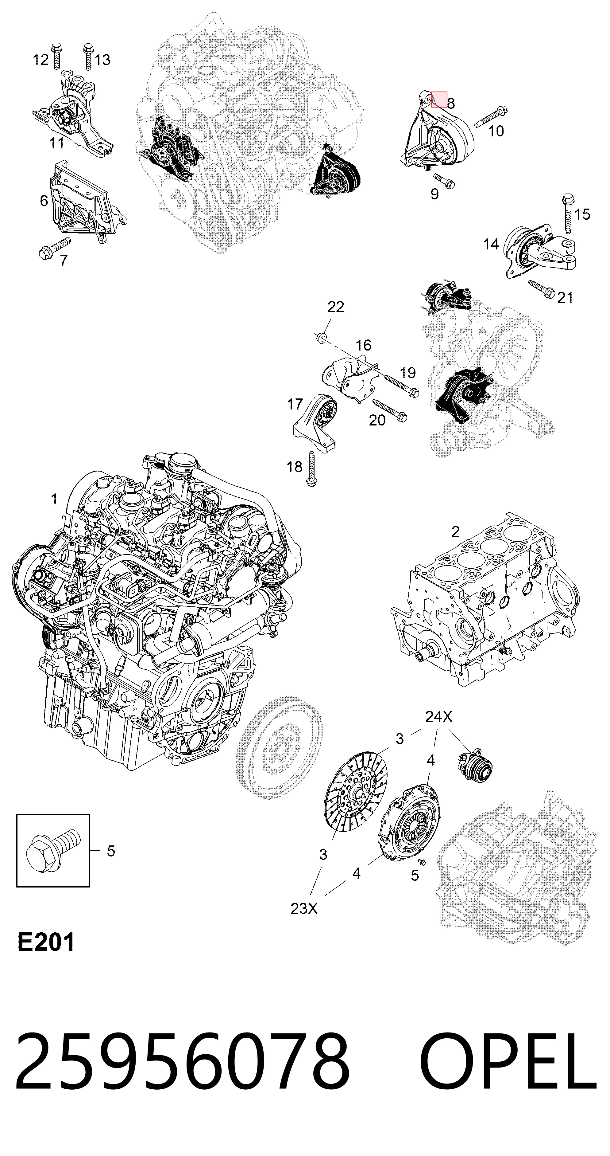 Подушка двигуна передня 25956078 Peugeot/Citroen