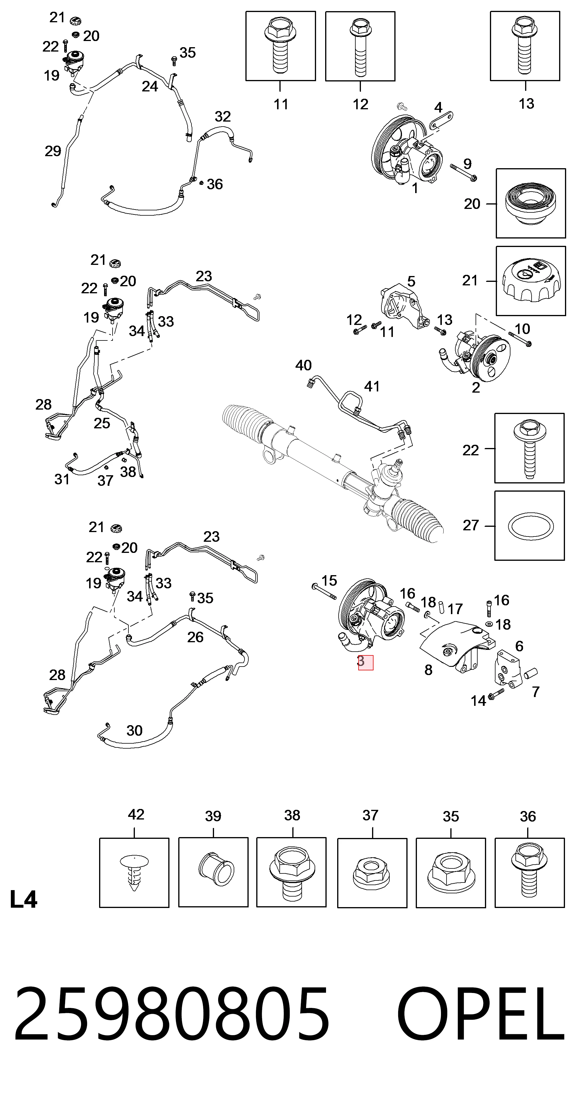 25980805 Opel Насос гідропідсилювача
