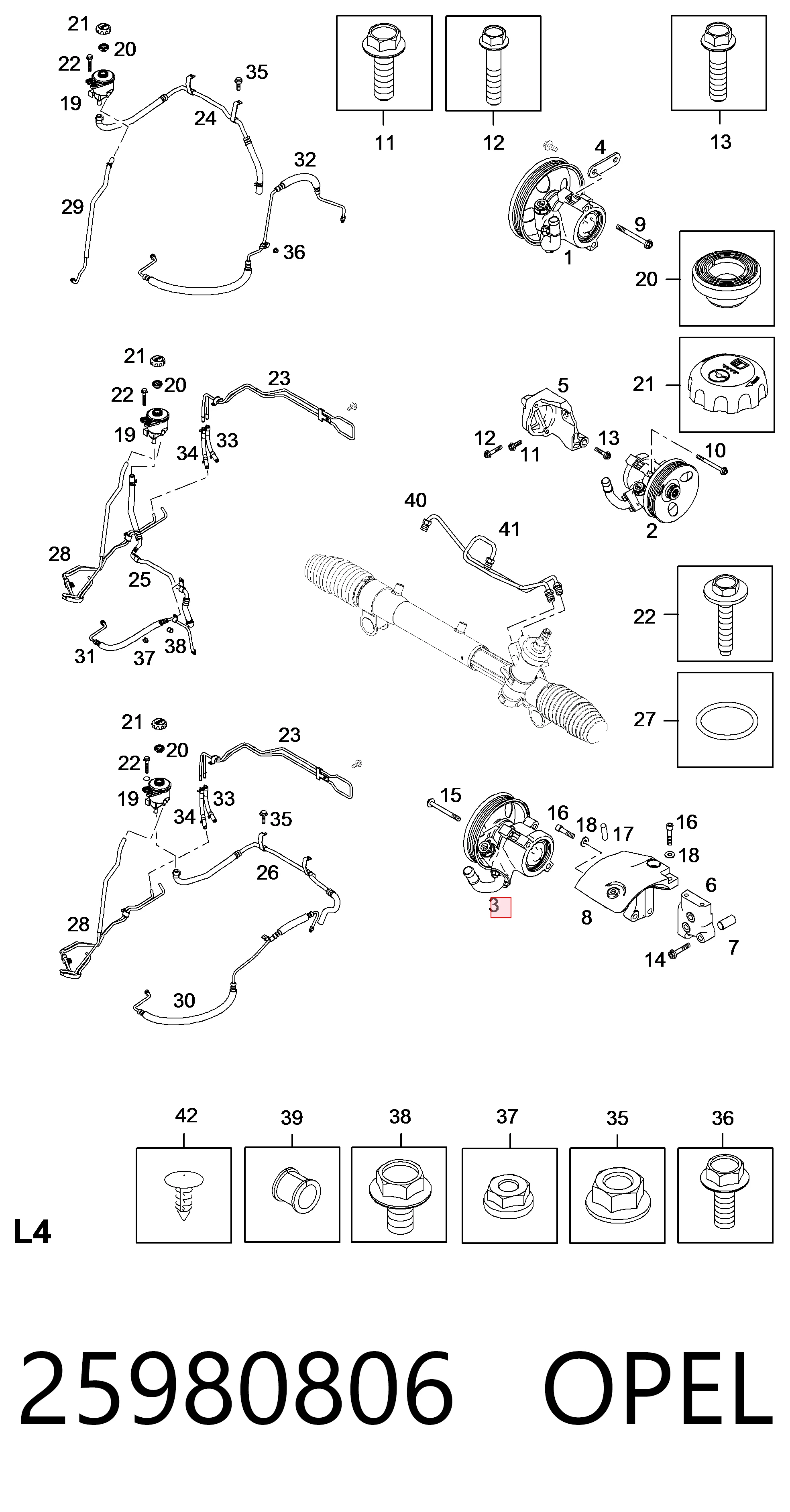 25980806 Opel Насос гідропідсилювача
