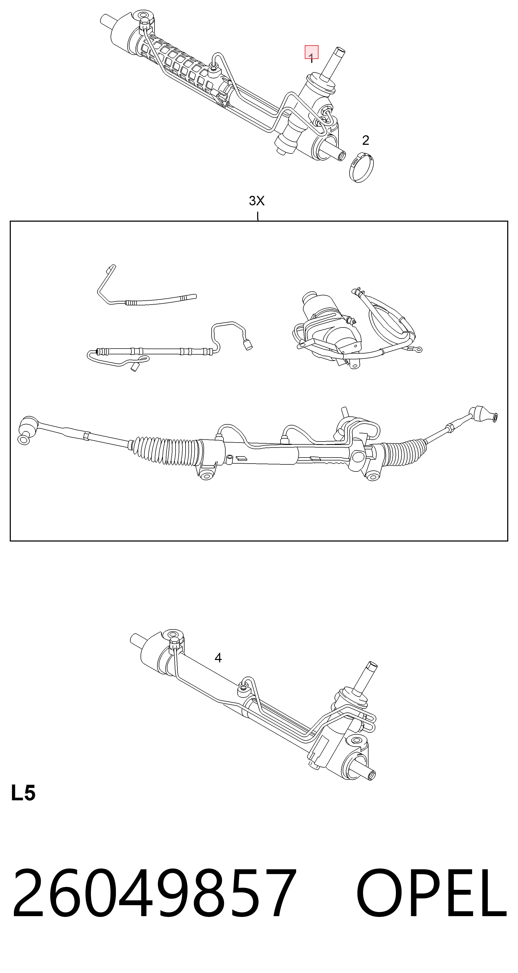 26049857 Opel Рейковий рульовий механізм