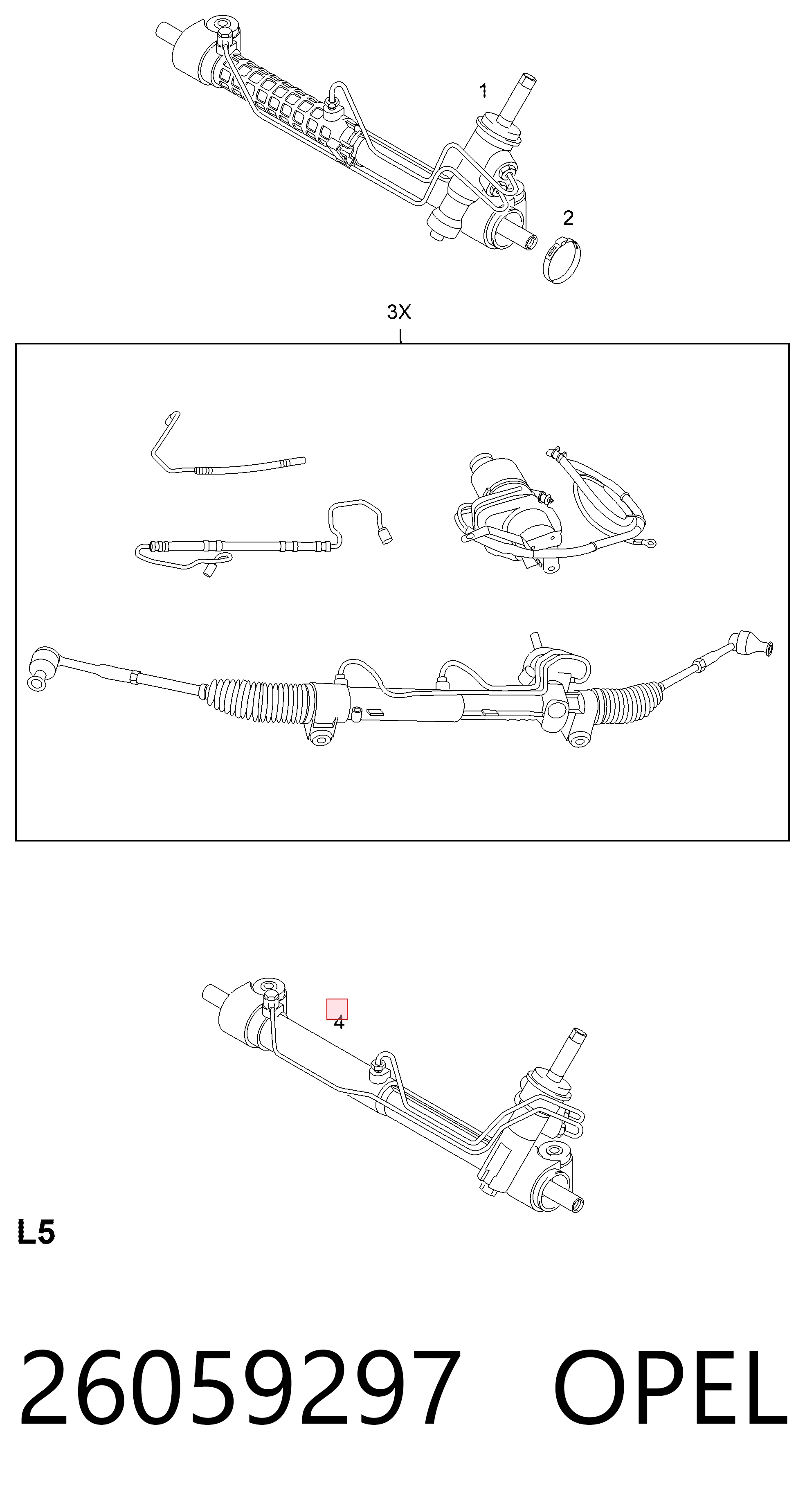 26059297 Opel Рейковий рульовий механізм