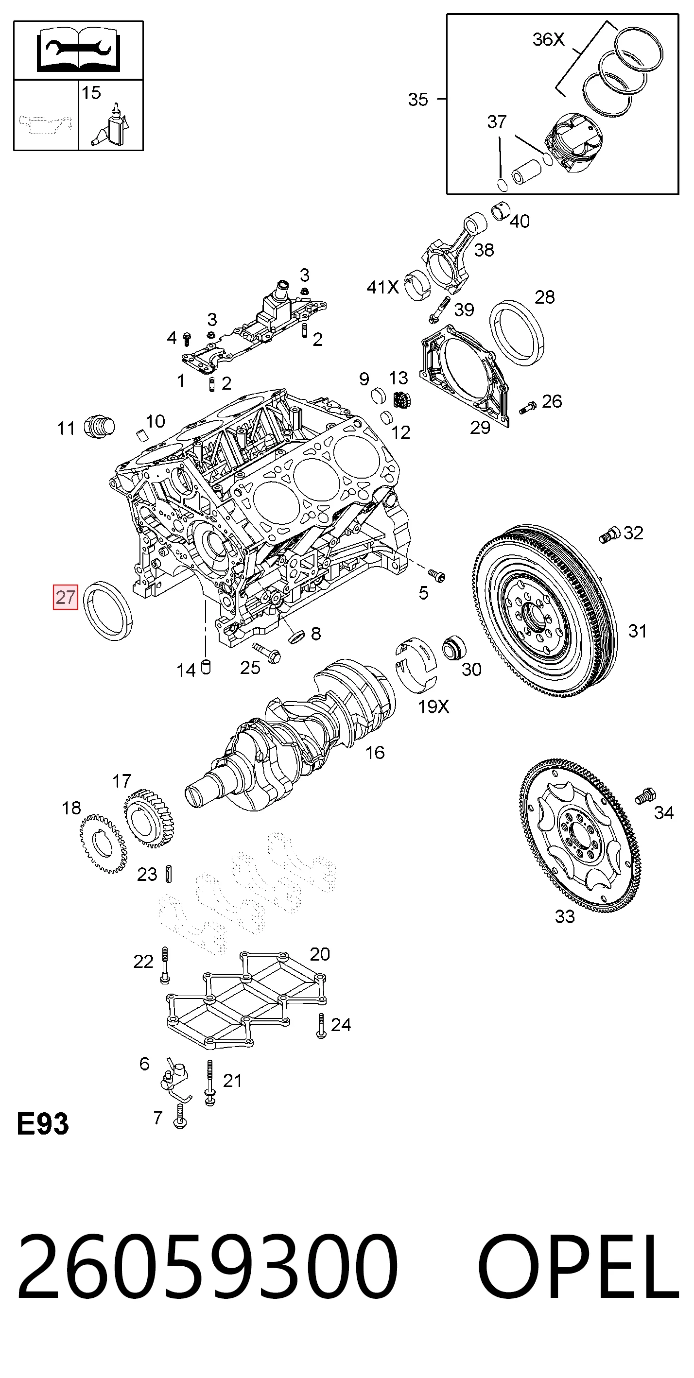 26059300 General Motors Сальник колінчастого валу